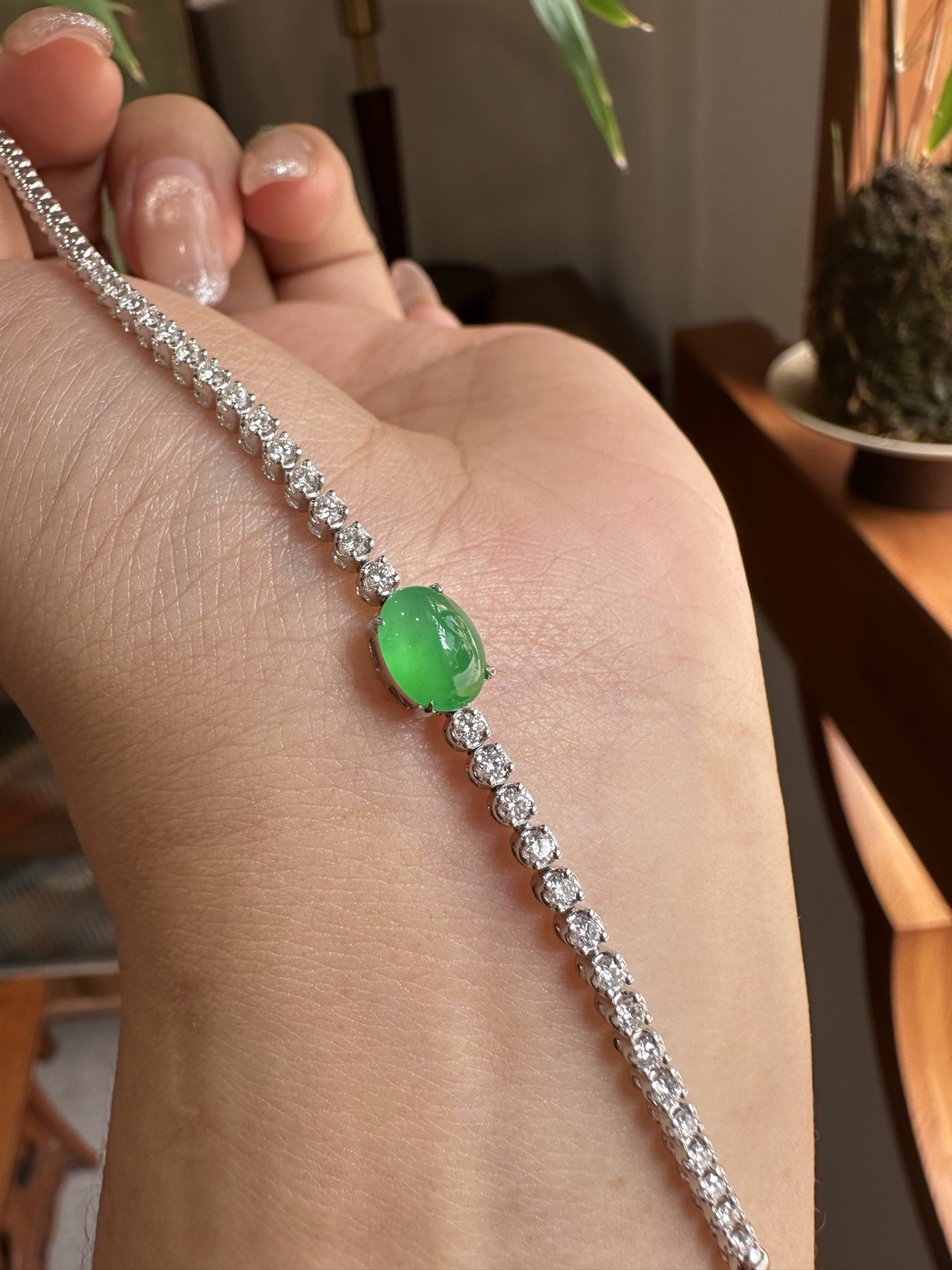 ️冰阳绿蛋面四爪镶手链