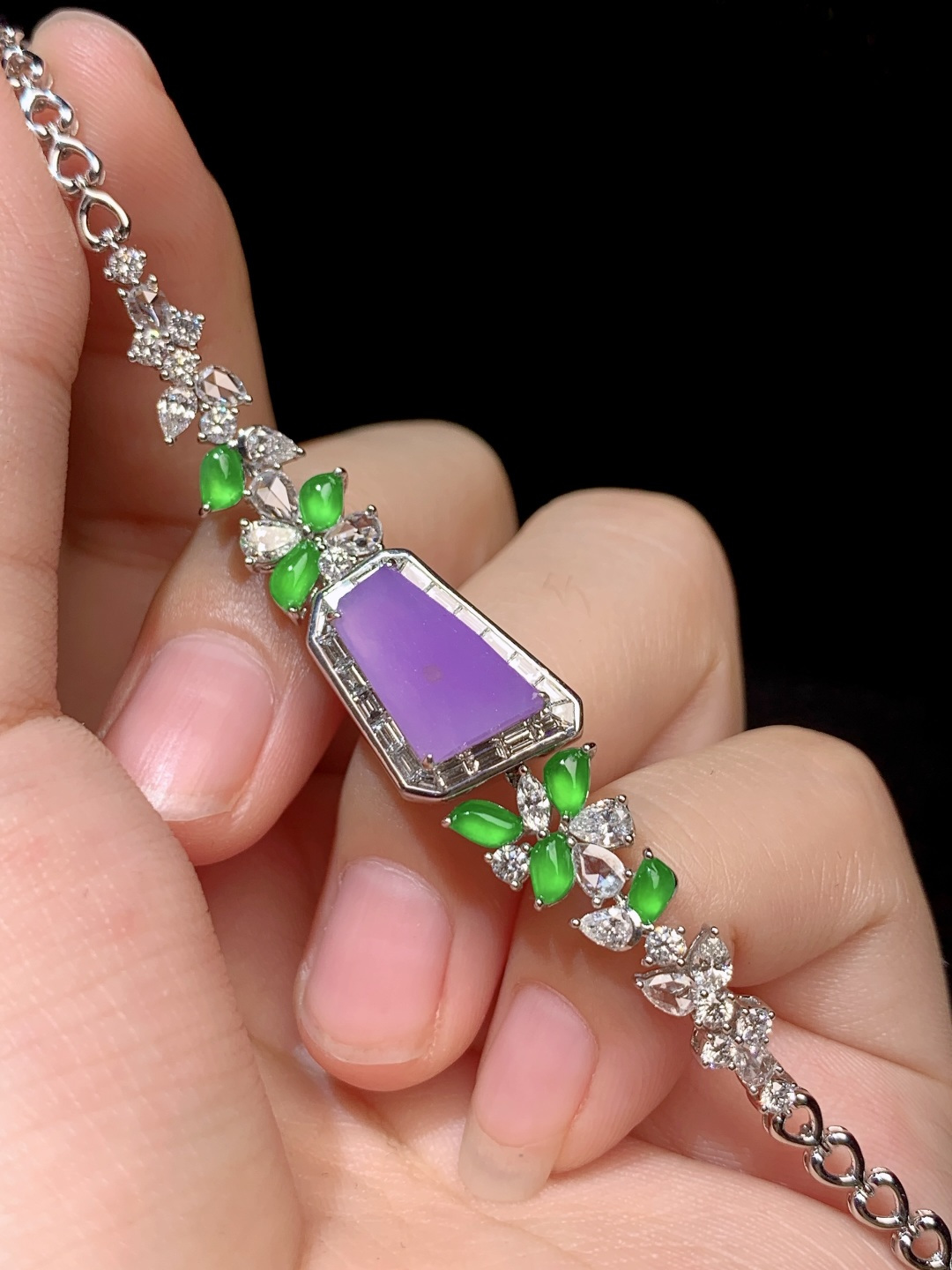 ️冰妖紫随形手链，18k金钻镶嵌，12.5-7.7