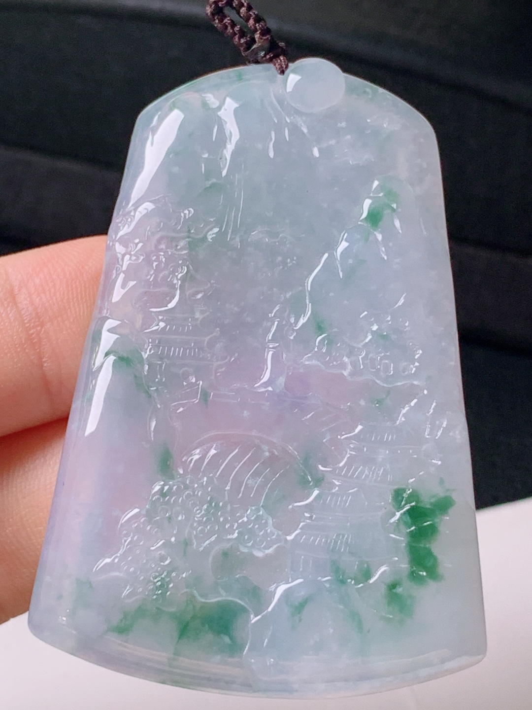 ️ 冰种飘花山水牌，无裂冰润饱满，裸石55.3-36.9-5.1