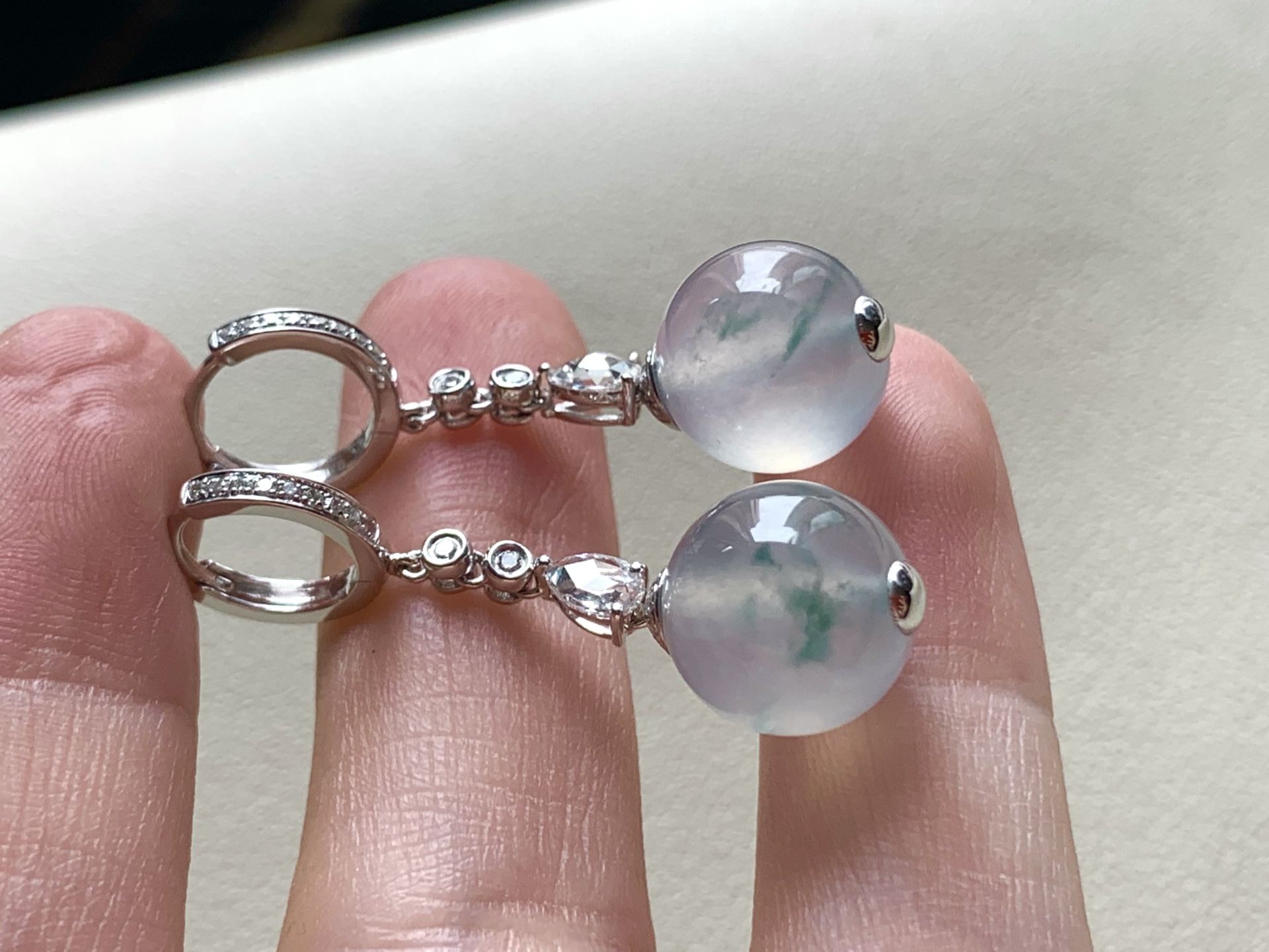 ️【18k金镶嵌珠子耳坠】飘花灵动，种老细腻形体佳，成品：34*10.7，裸石：10.7，a32416