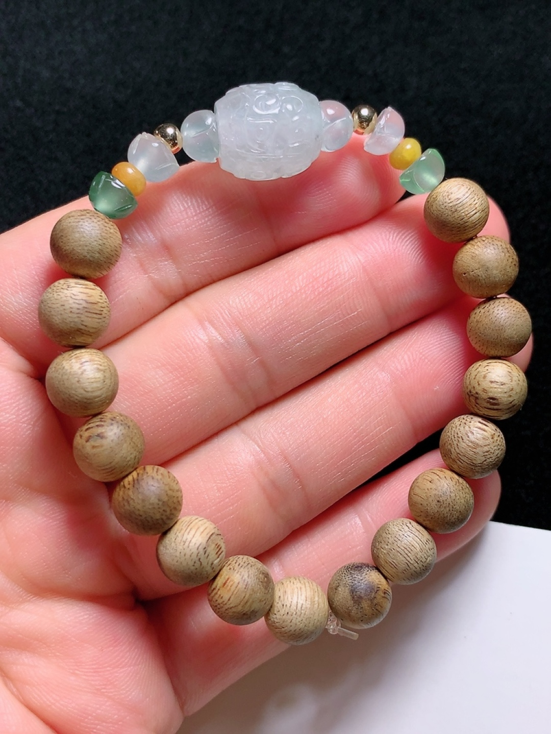 ️冰种雕花路路通手串，种老水头好，又冰又润，漂亮大气，尺寸：12.7/11.6mm8粒，ss