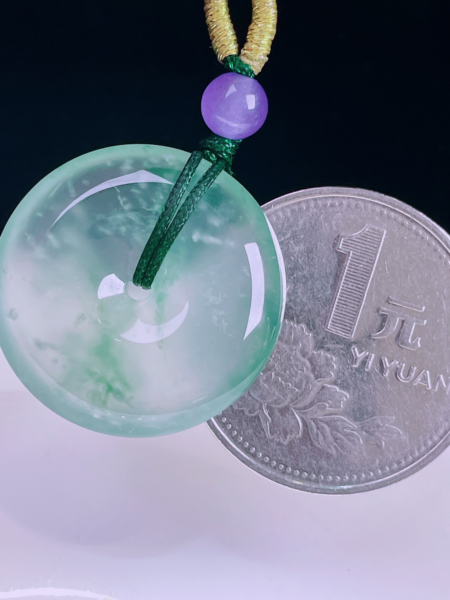 ️冰种平安扣，老种起光，细底通透，尺寸：23/5.7mm，0417