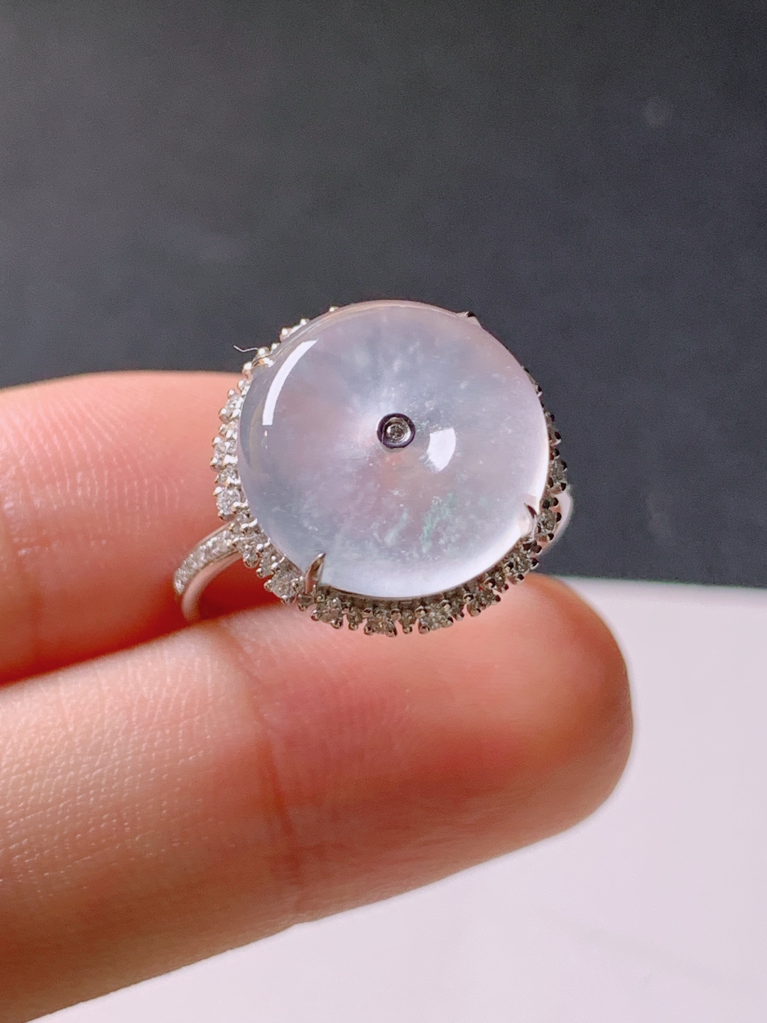 ️ 冰种平安扣戒指，无裂通透水润，裸石13.1-4.3，圈口14