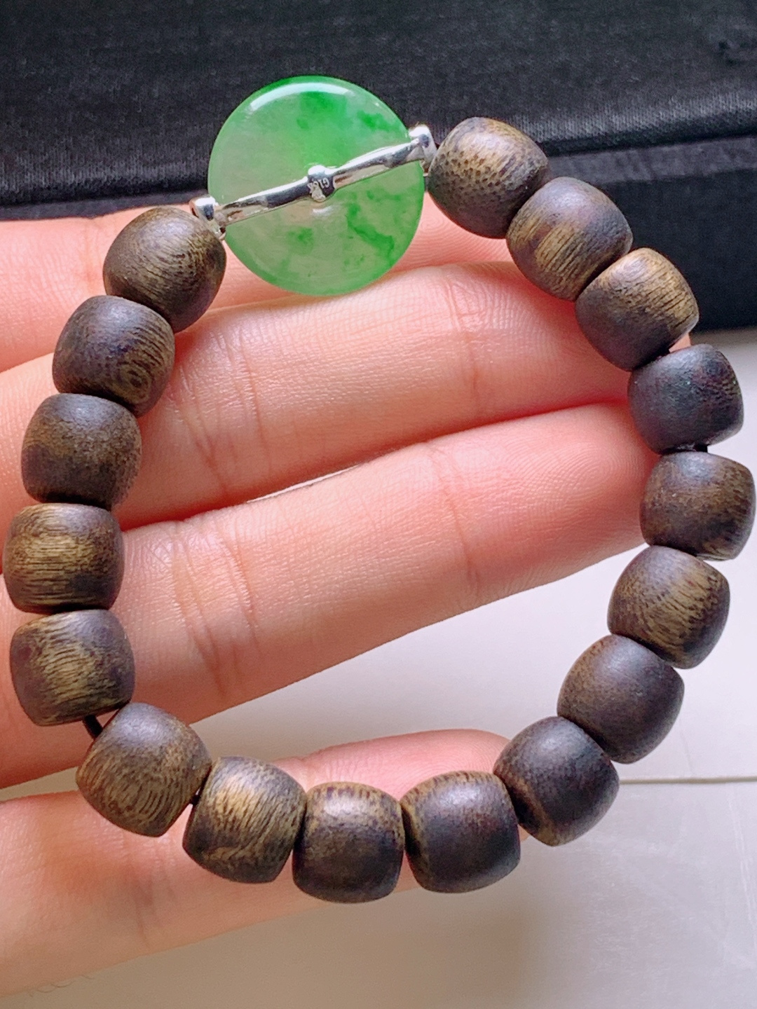 ️ 冰阳绿平安扣珠串，无裂翠绿水润，裸石18.6-3.6