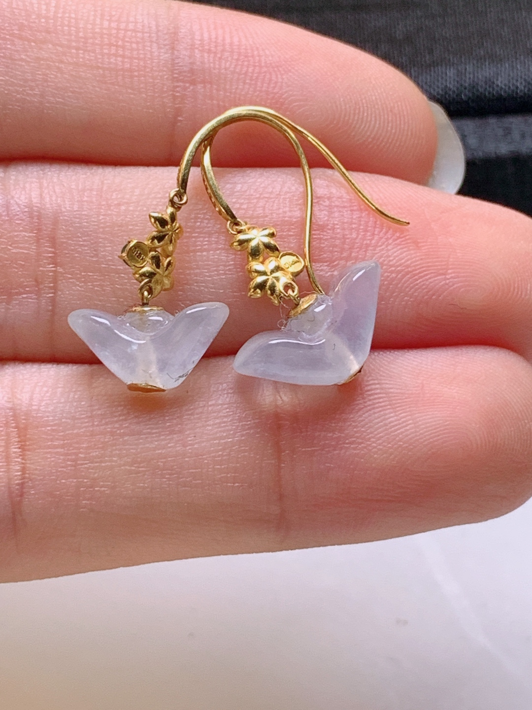 ️ 冰种元宝耳坠，无裂冰透，裸石5.8-11.2-5.9