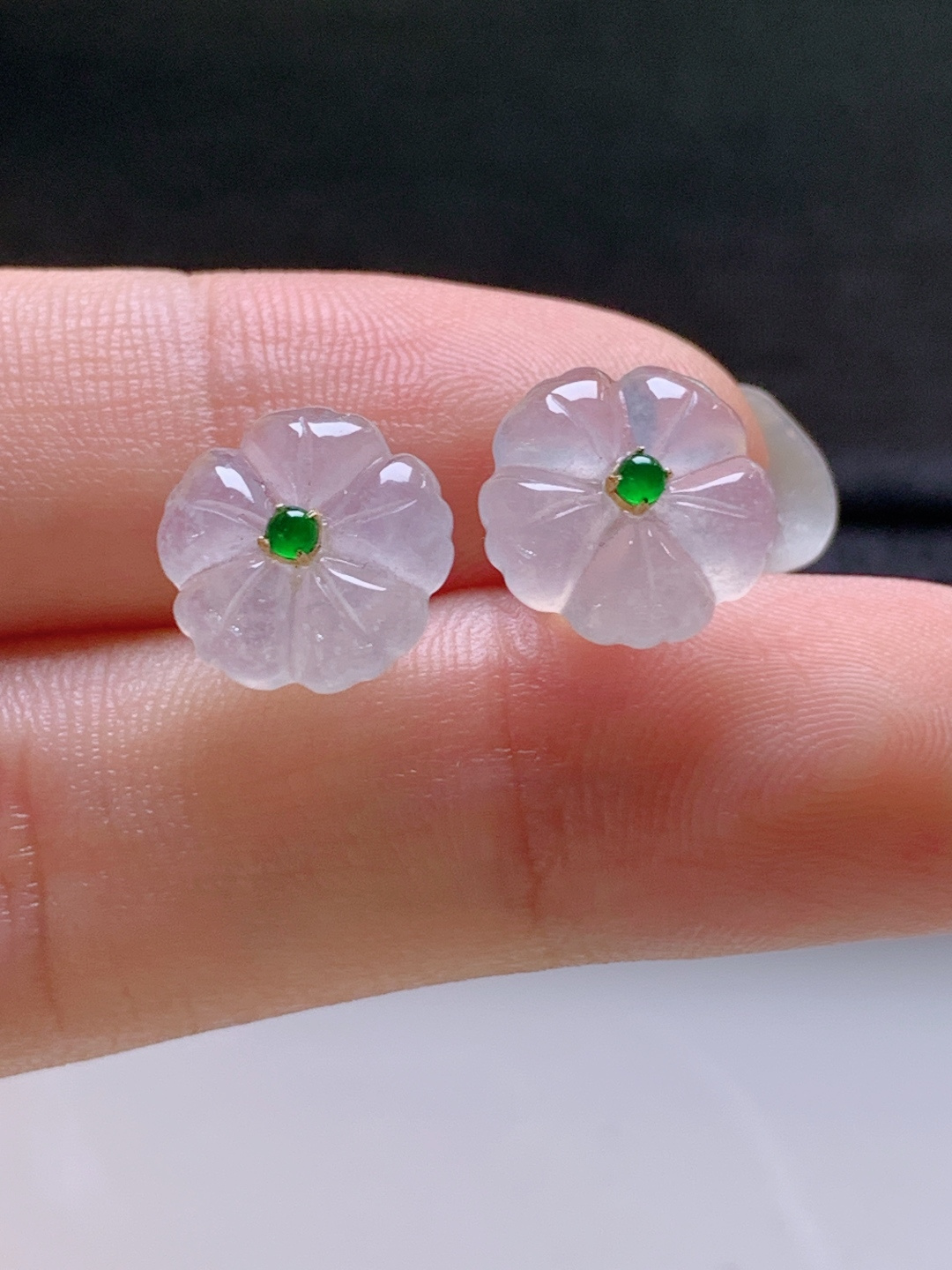 ️ 冰种花朵耳钉，无裂冰透水润，裸石10.5-2.7