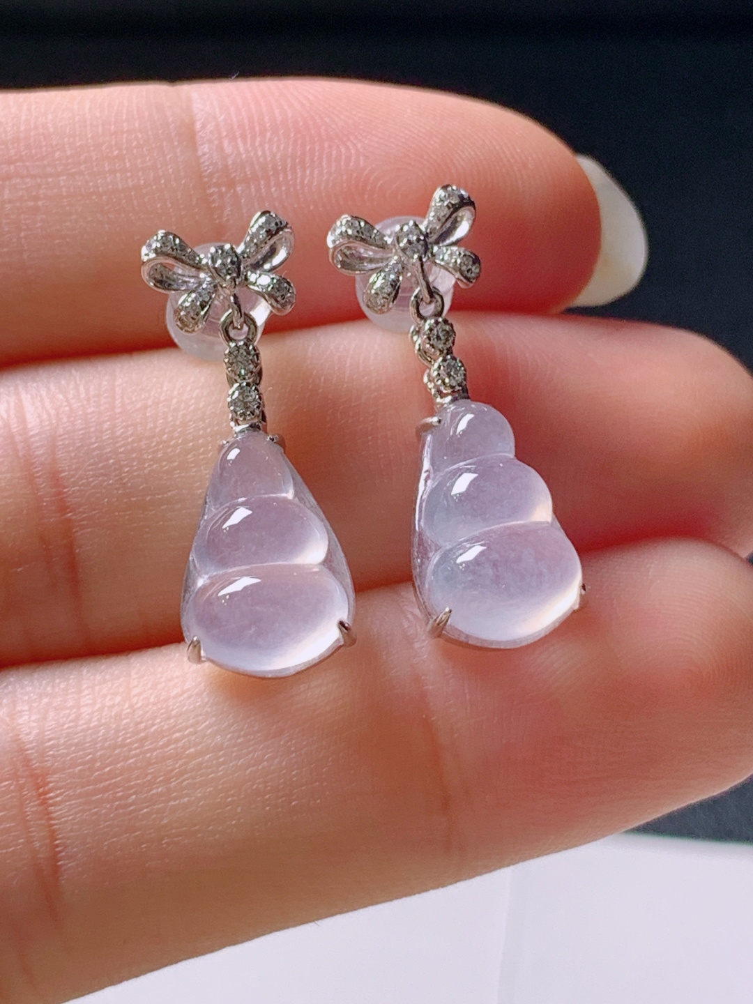 ️ 冰种福豆耳坠，无裂冰透起光，裸石12.1-8.3-4.9