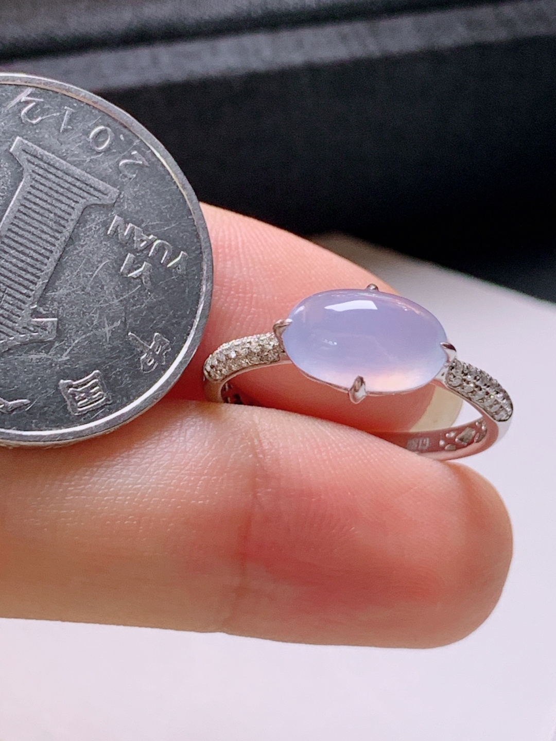 ️ 蛋面戒指，无裂色正，裸石9.6-6.2-4.2，圈口14