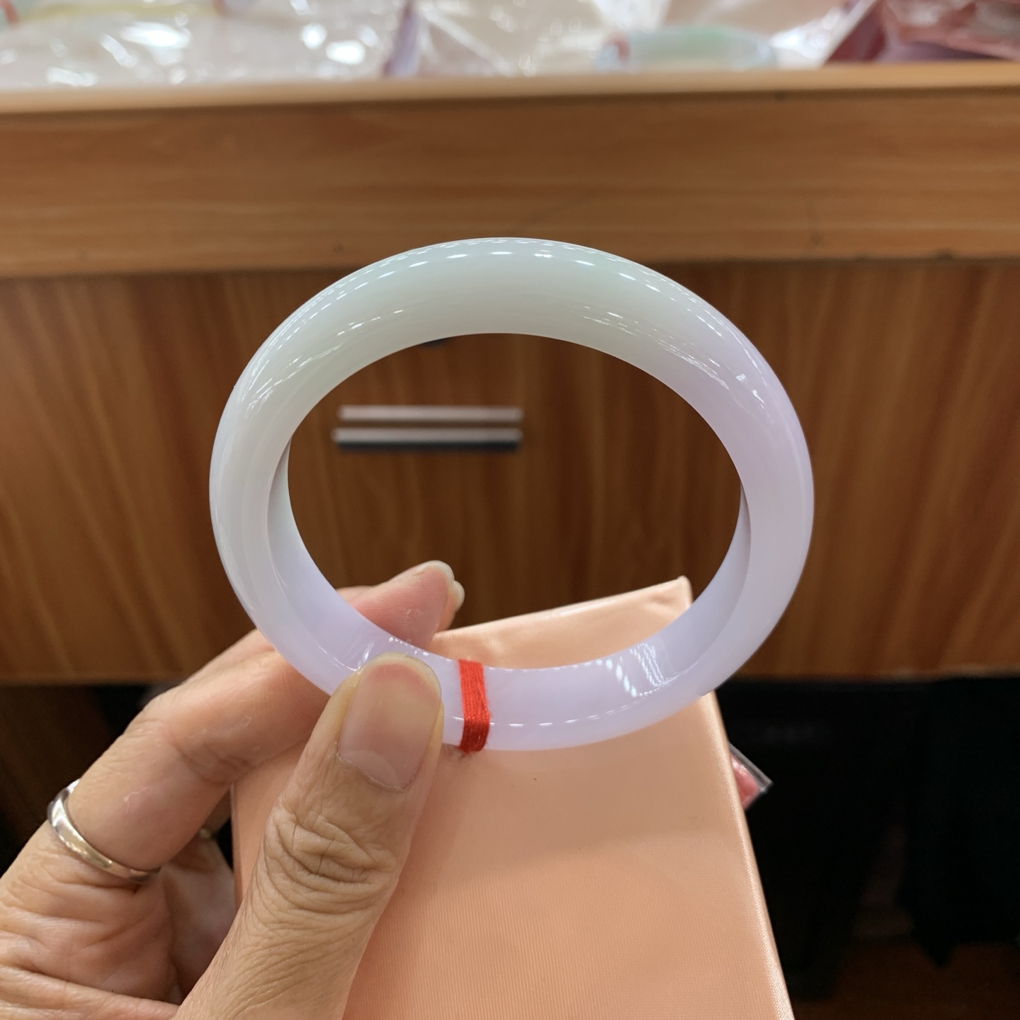 041607FN春带彩正圈大圈口翡翠手镯60.5/12.6/8.3