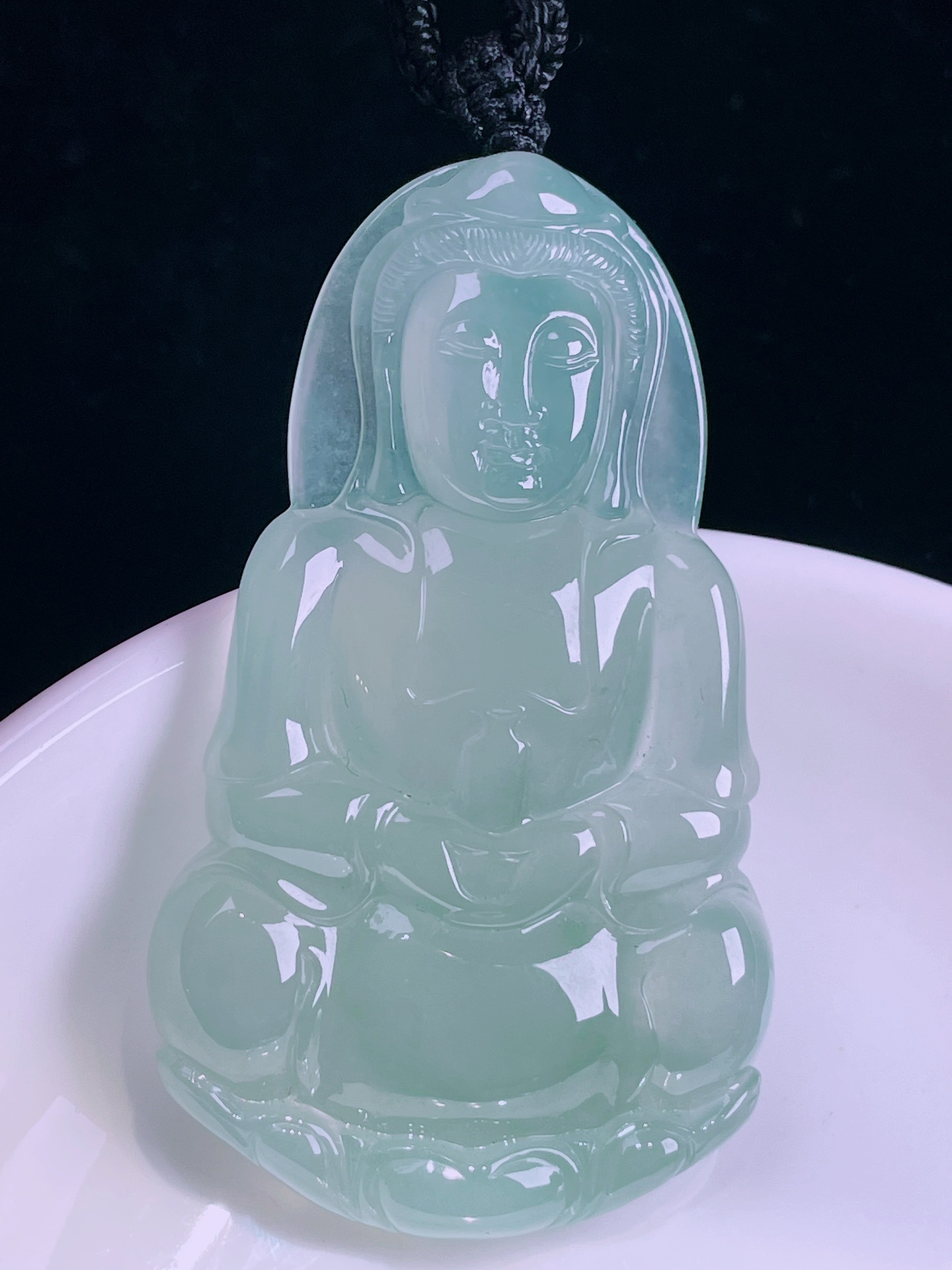 ️冰种观音，老种起光，细底通透，尺寸：58.3/34.4/5.8mm0417