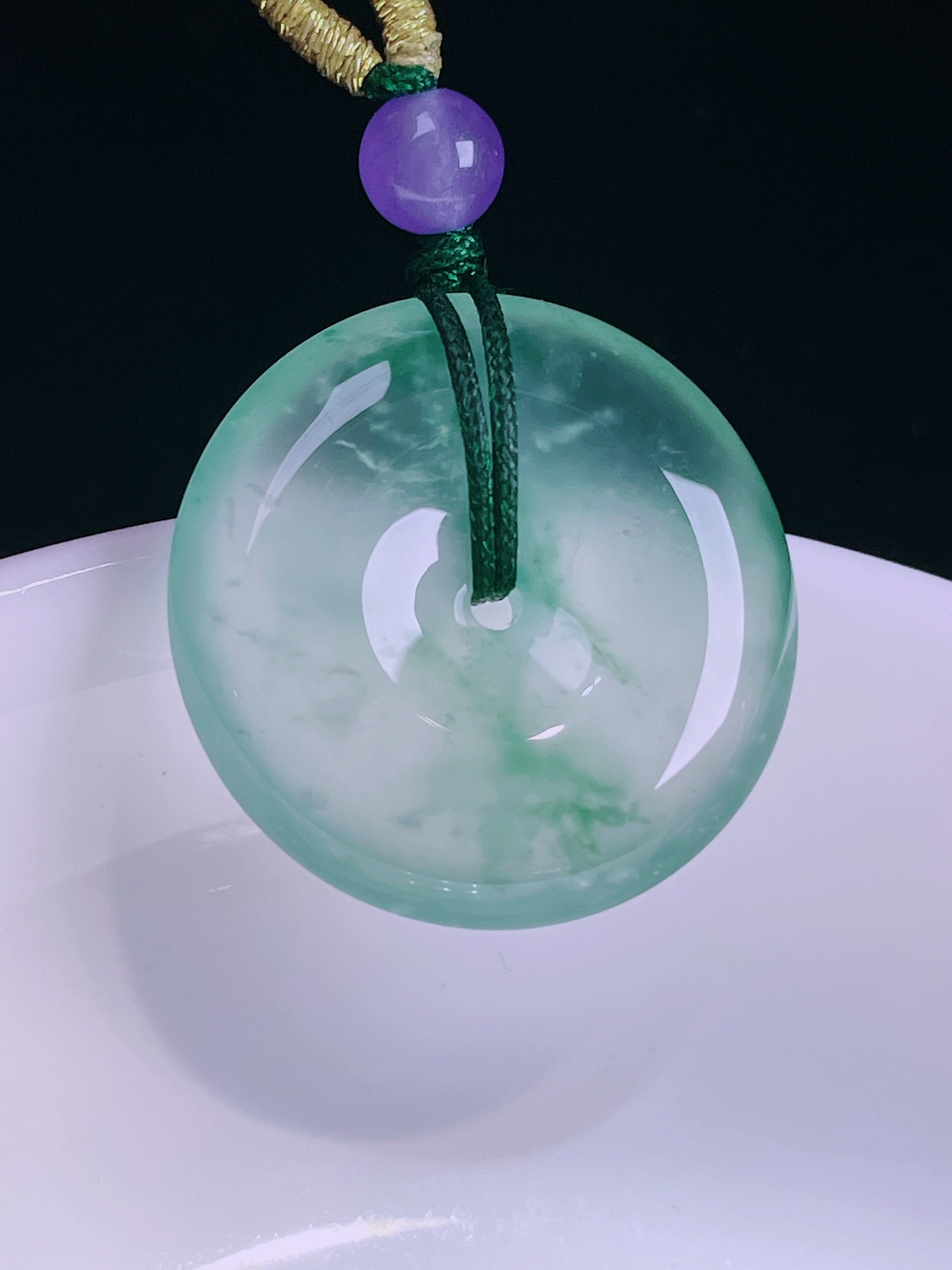 ️冰种平安扣，老种起光，细底通透，尺寸：23/5.7mm，0417