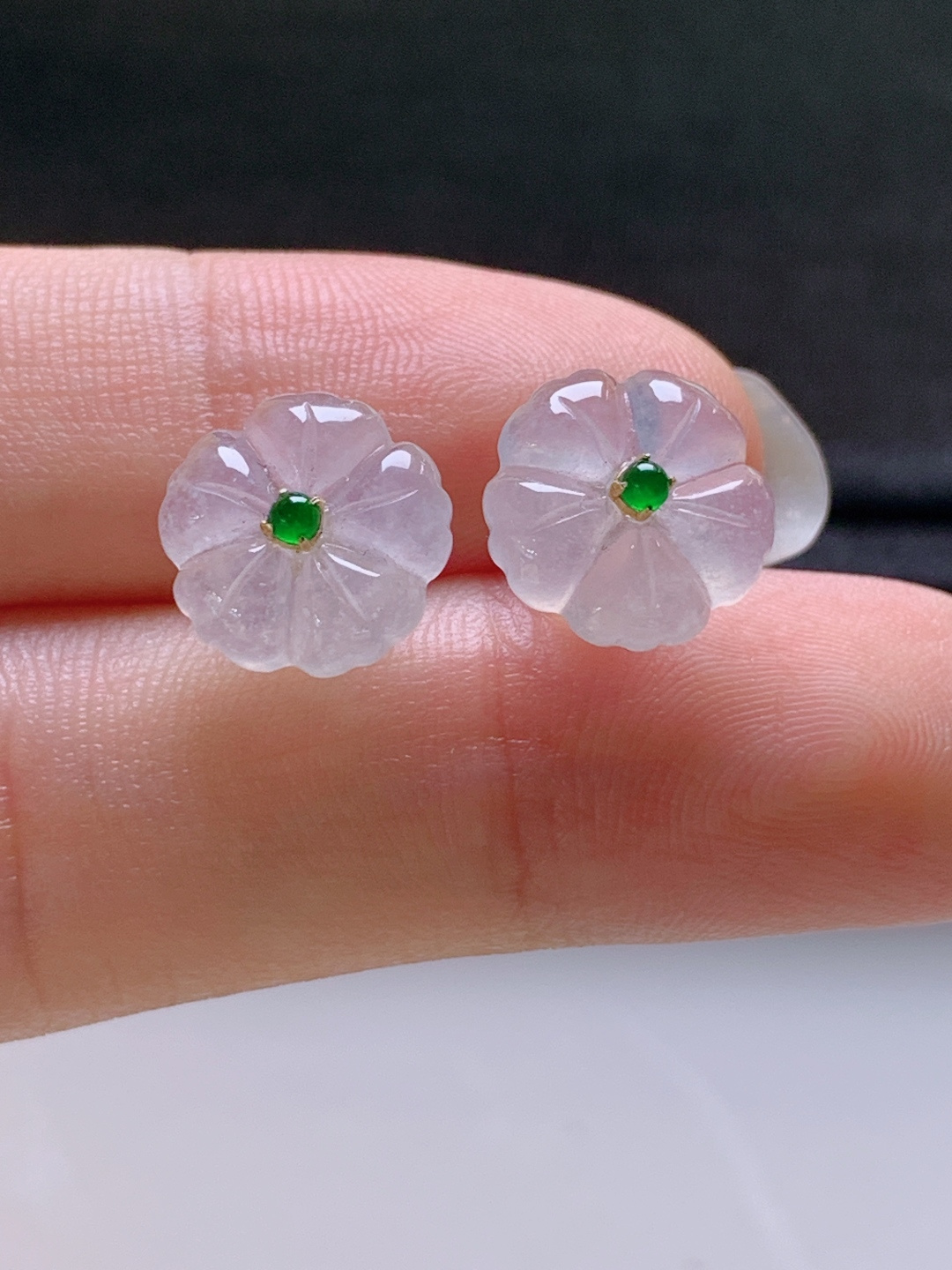 ️ 冰种花朵耳钉，无裂冰透水润，裸石10.5-2.7