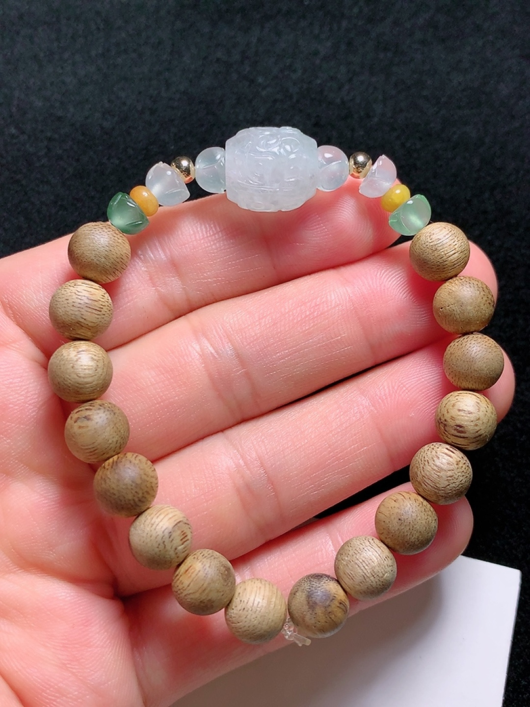 ️冰种雕花路路通手串，种老水头好，又冰又润，漂亮大气，尺寸：12.7/11.6mm8粒，ss