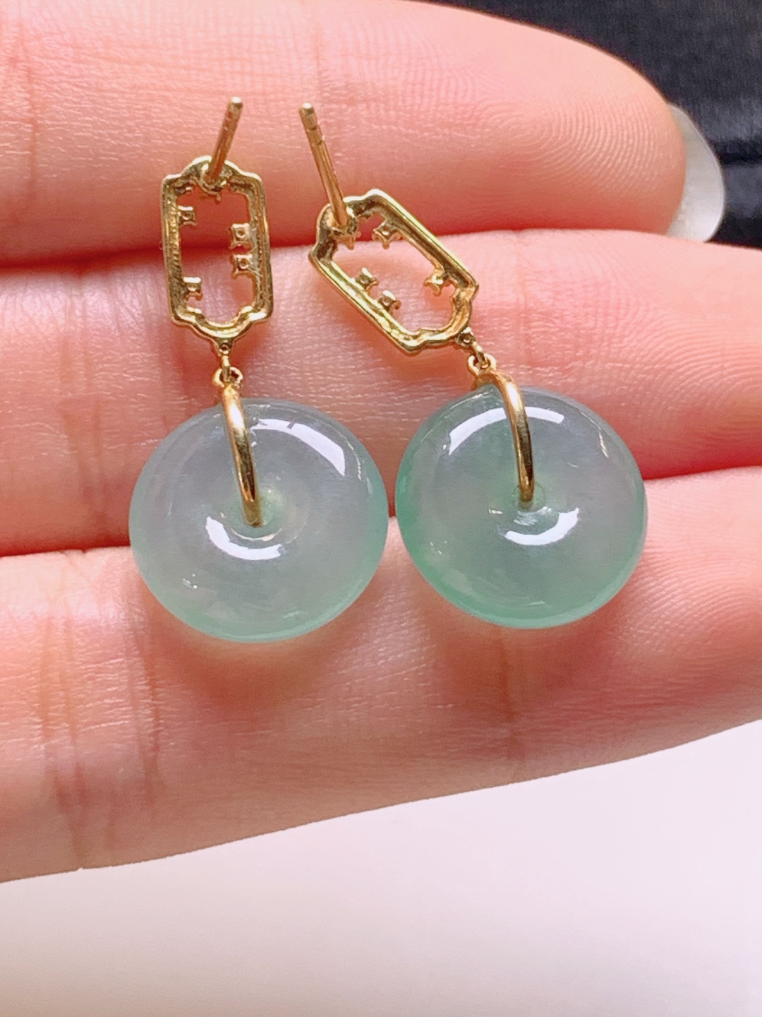 ️ 冰晴平安扣耳坠，色好水润，裸石13.1-4.6