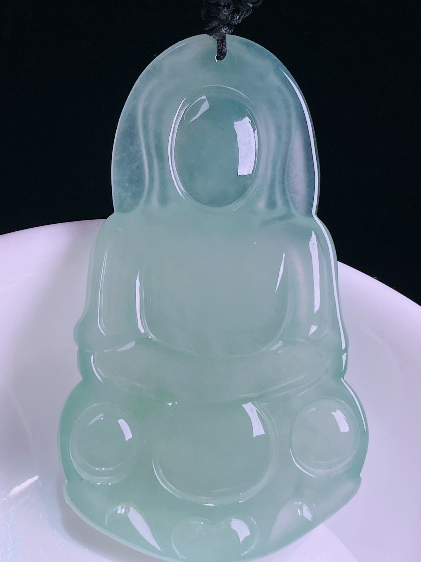 ️冰种观音，老种起光，细底通透，尺寸：58.3/34.4/5.8mm0417