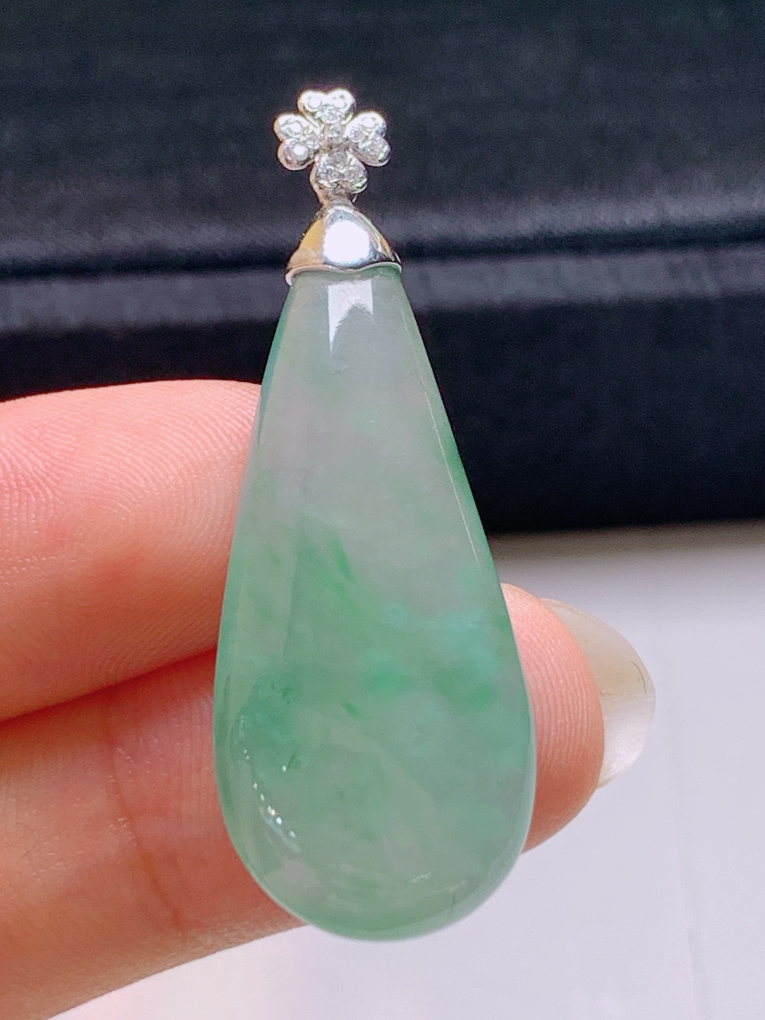 ️ 冰种飘花水滴吊坠，水润饱满，飘花灵动，裸石34.7-14.2-6.340.9