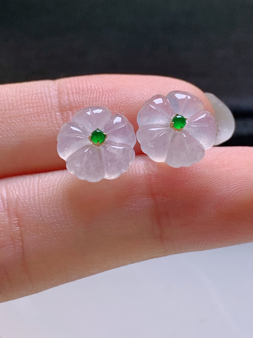 ️ 冰种花朵耳钉，无裂冰透水润，裸石10.5-2.7