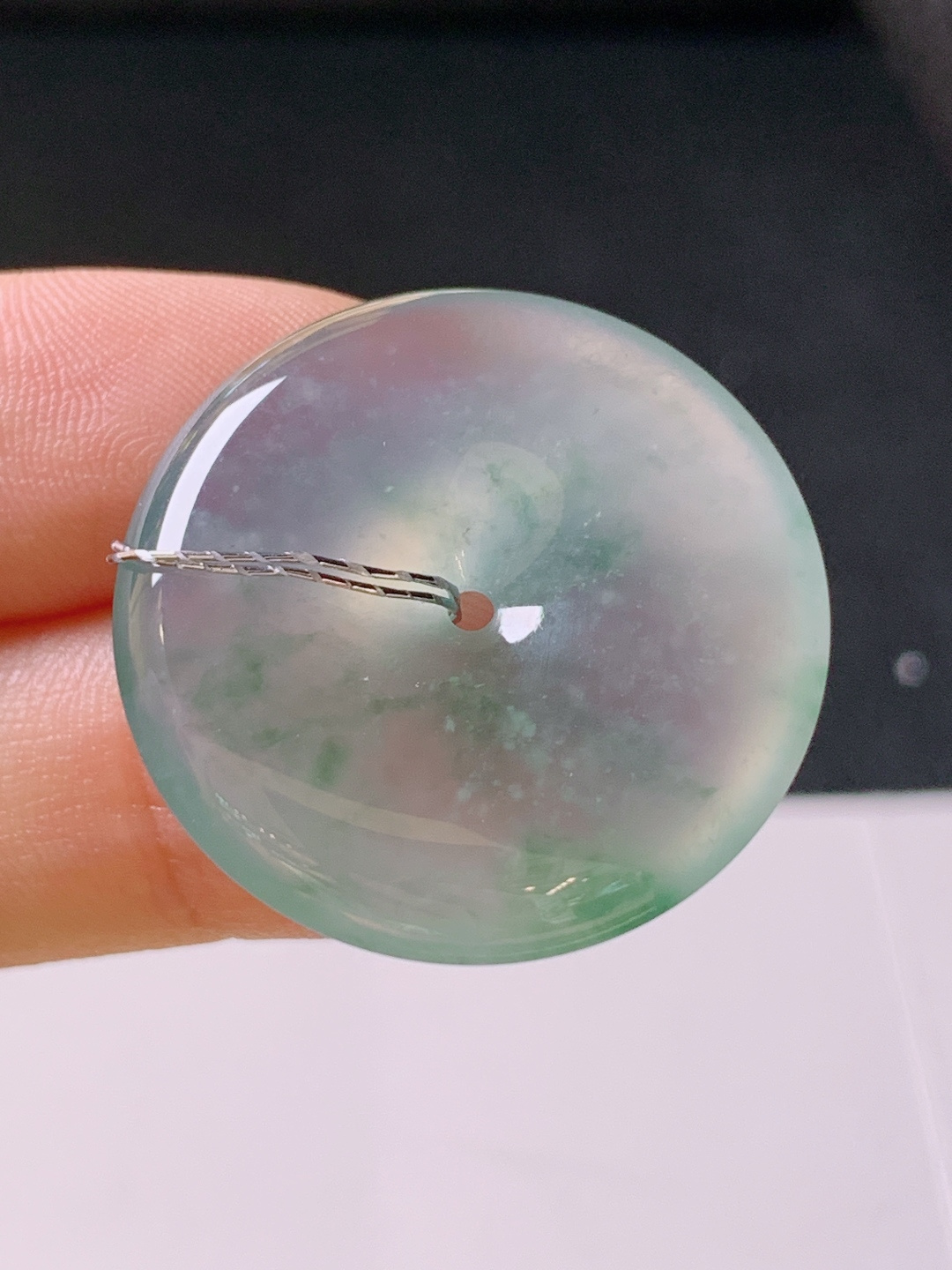 ️ 冰种飘花平安扣，无裂通透饱满，裸石27.1-5.8