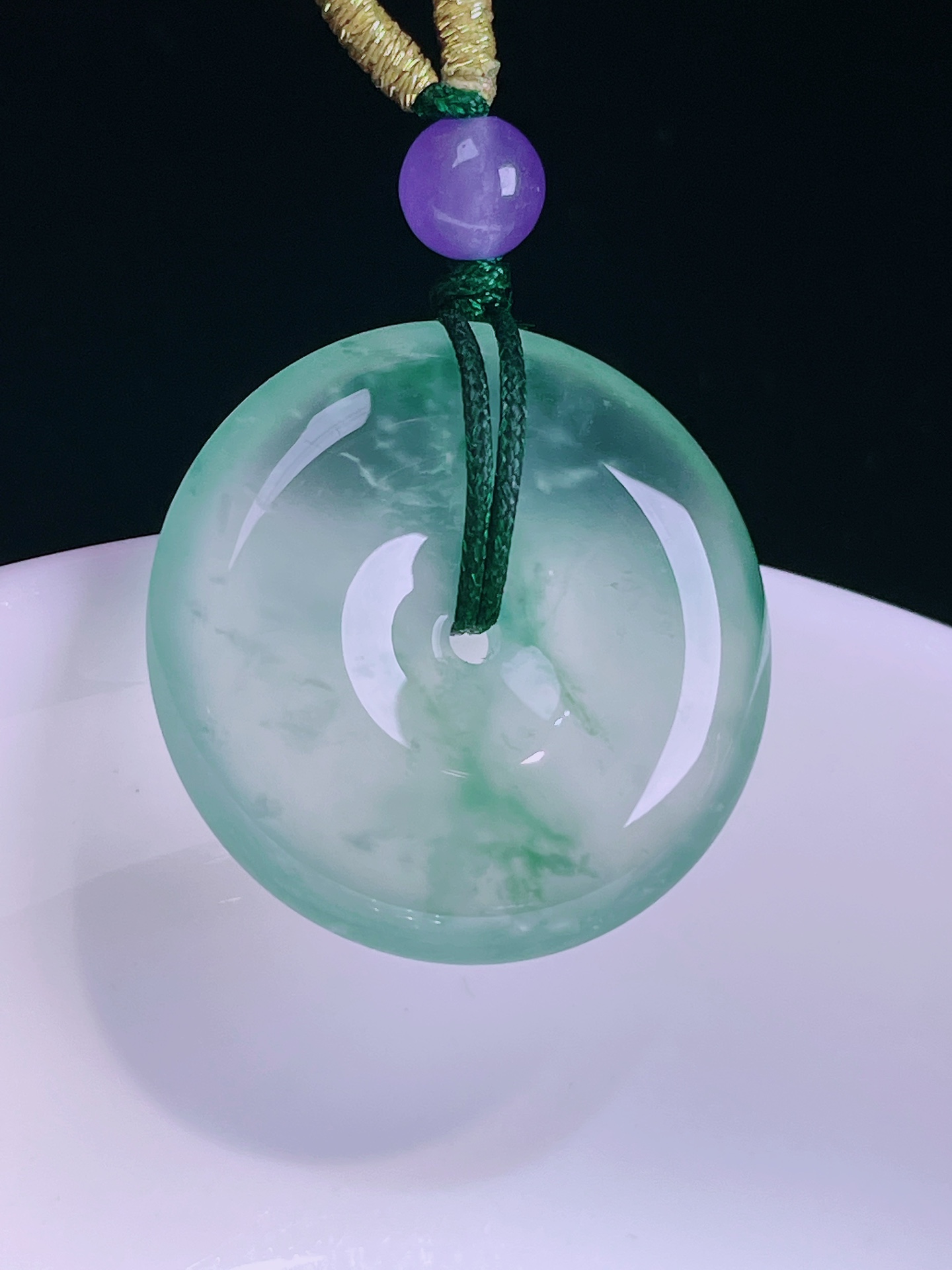 ️冰种平安扣，老种起光，细底通透，尺寸：23/5.7mm，0417