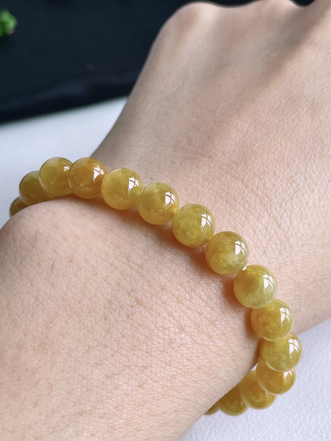 冰黄翡手串圆珠珠子手串，性比高，8mm，21克