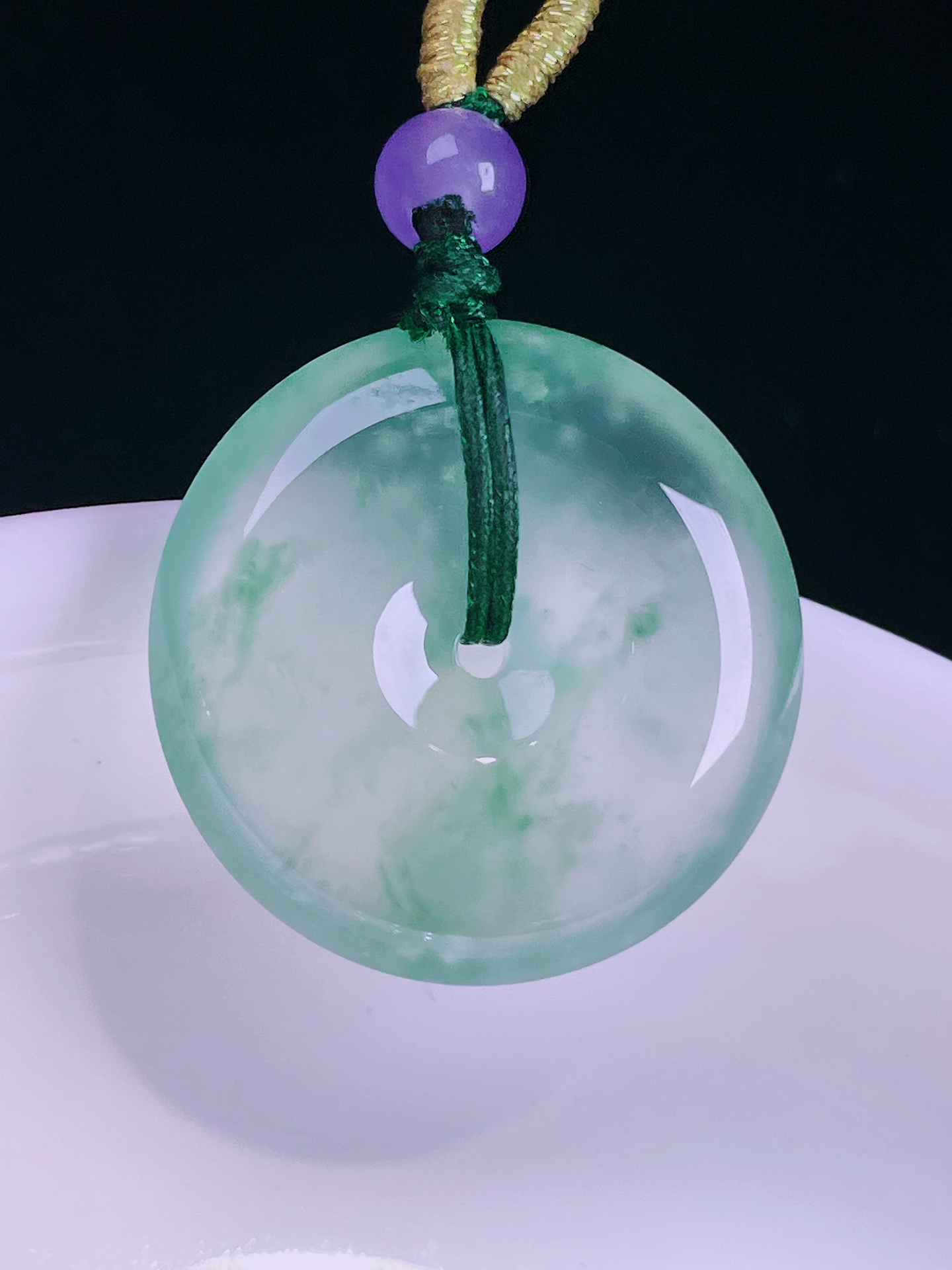 ️冰种平安扣，老种起光，细底通透，尺寸：23/5.7mm，0417