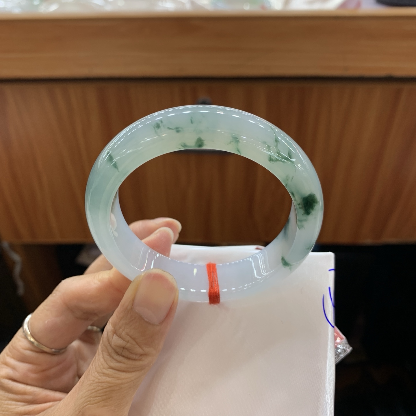 041640GX冰飘花正圈翡翠手镯54.3-14-9