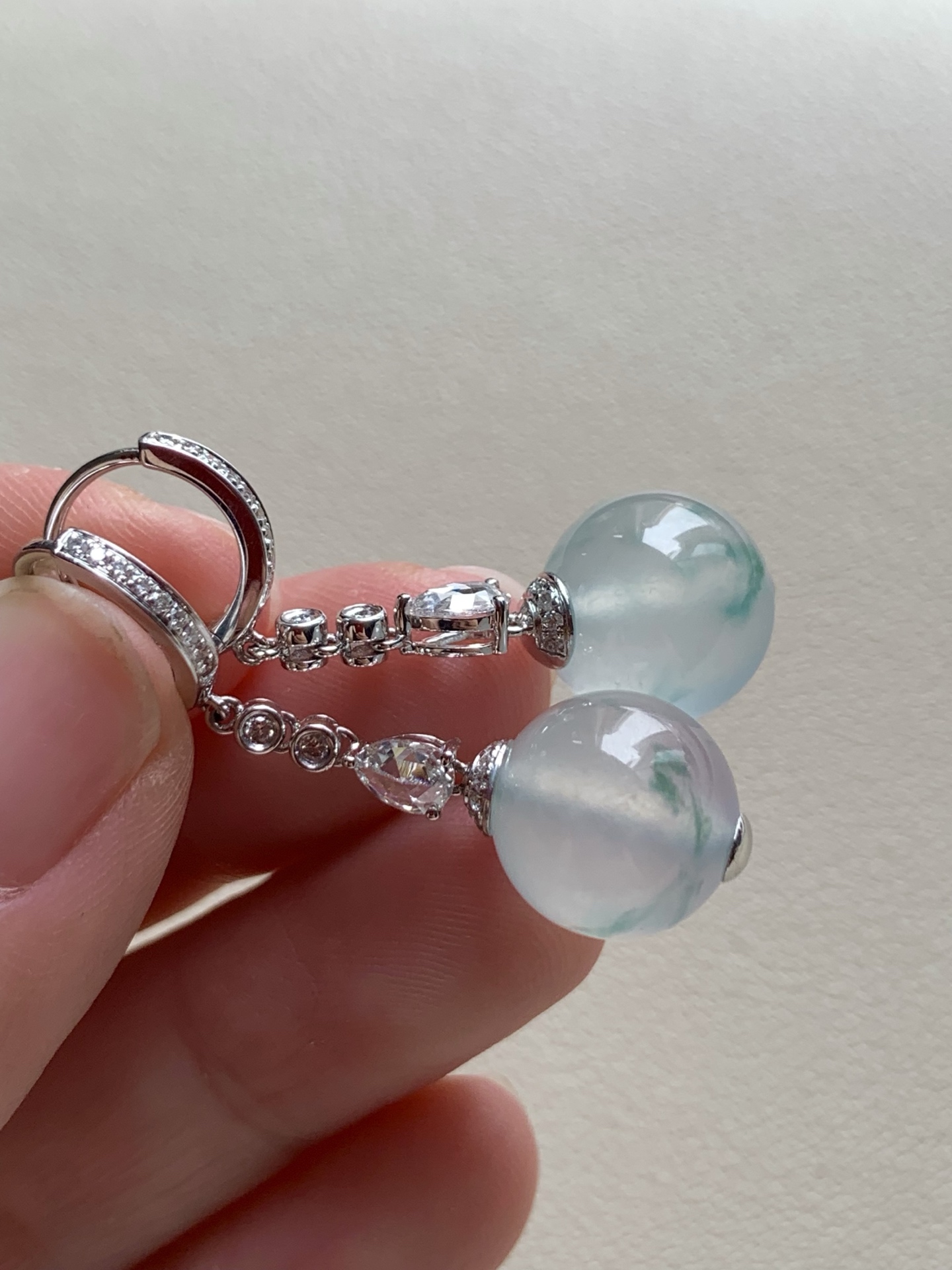 ️【18k金镶嵌珠子耳坠】飘花灵动，种老细腻形体佳，成品：34*10.7，裸石：10.7，a32416