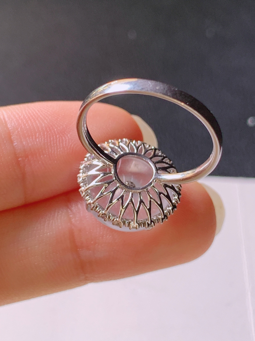 ️ 冰种平安扣戒指，无裂通透水润，裸石13.1-4.3，圈口14