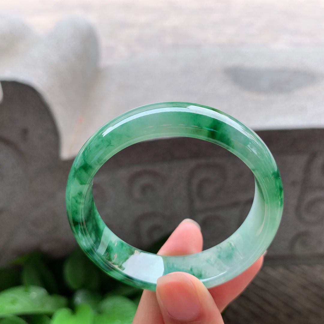 小圈口50.3-14.7-6.5 【辣绿正圈手镯】正圈50 51可戴