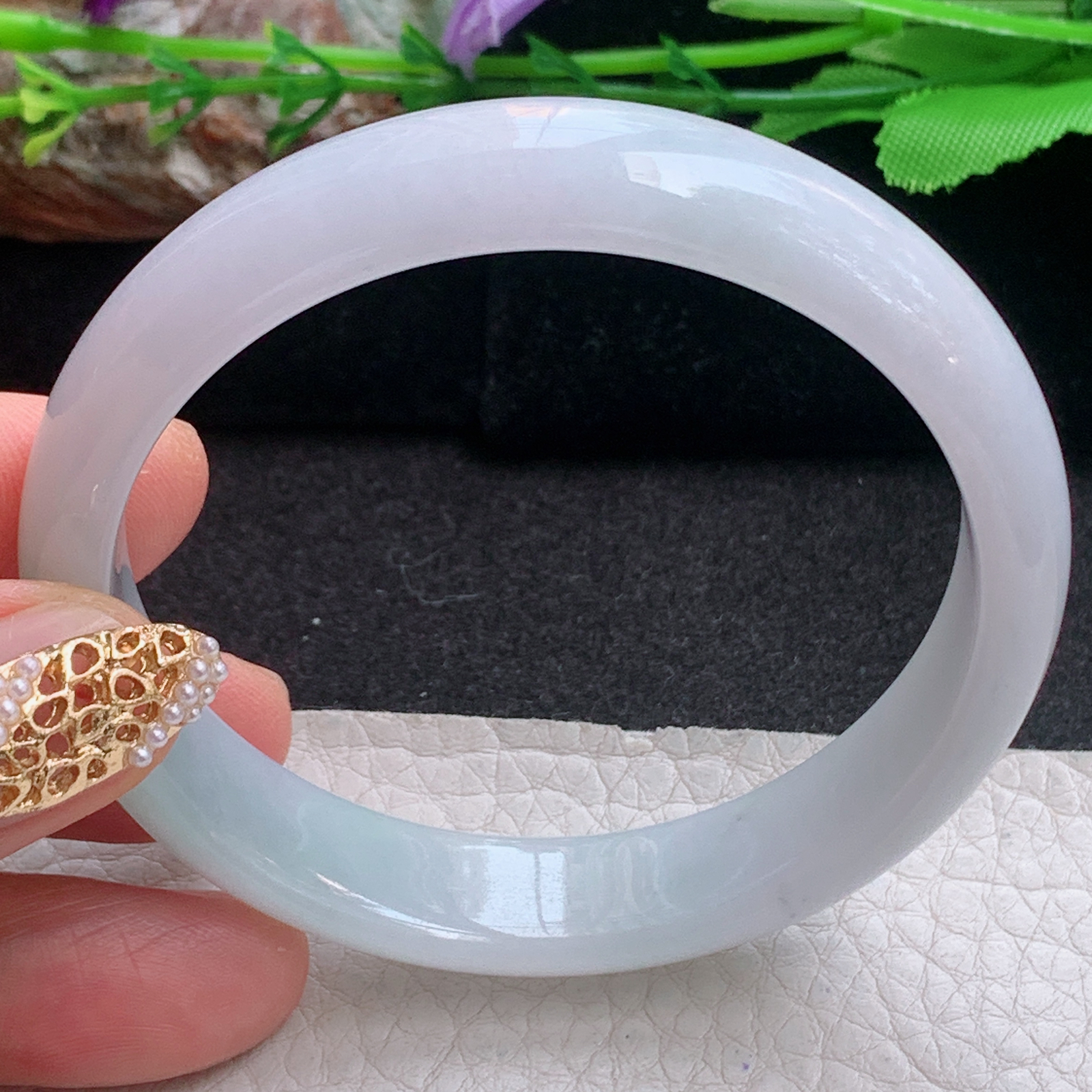 n清新款55*12.5*6.5平安镯 天然缅甸翡翠a货手镯清秀正圈玉镯子