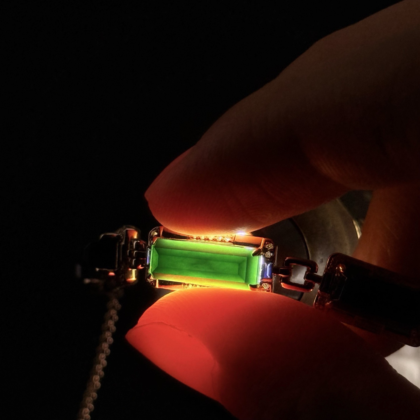 精品18k墨翠手链 种好色正 重金豪镶 打灯通透 油性十足 尺寸13.2