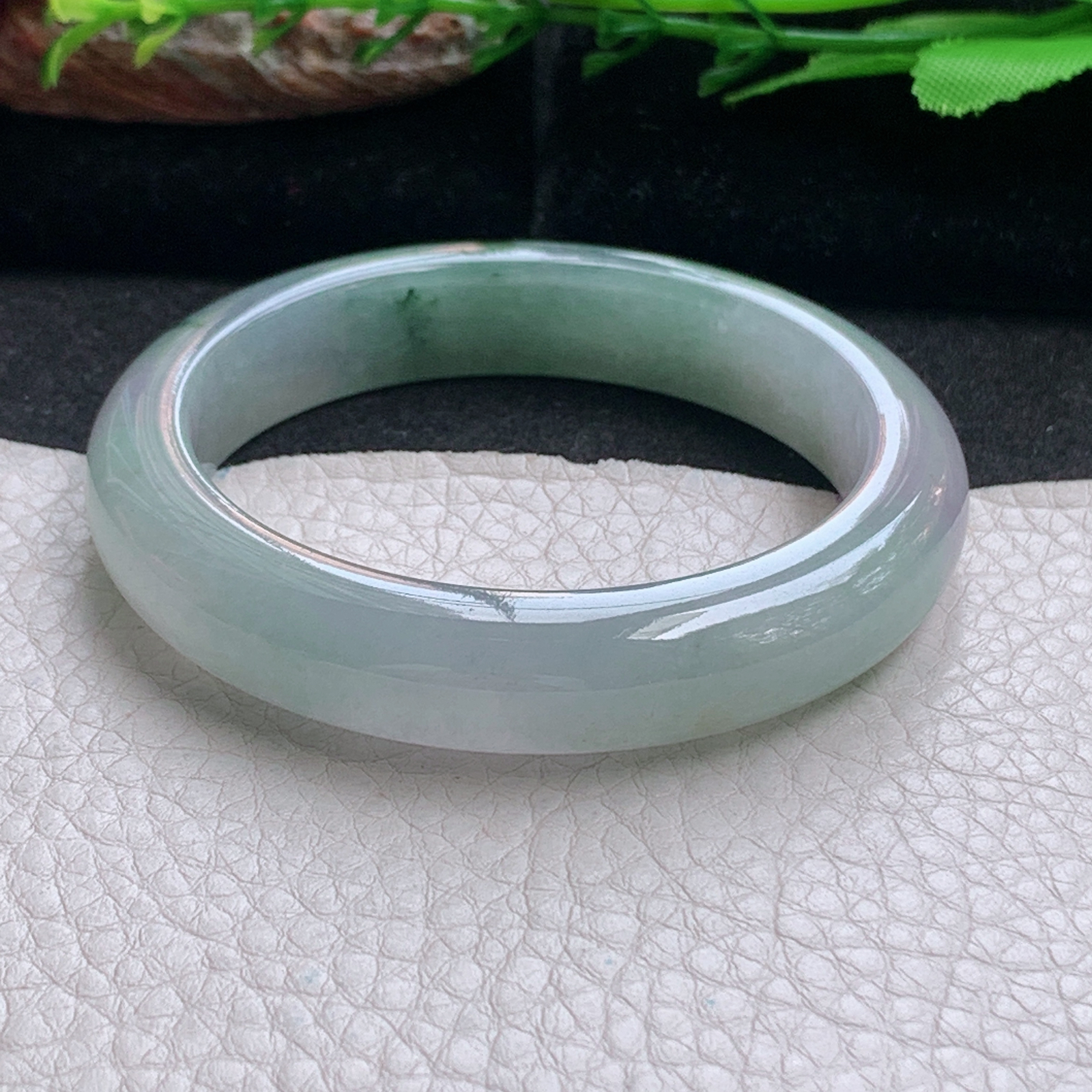 ss小圈口52*11.3*8.7平安镯 天然缅甸翡翠a货手镯冰飘花秀气 正圈玉镯子