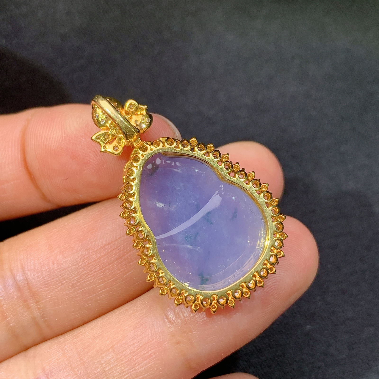 紫罗兰葫芦吊坠，18k金镶嵌，温润细腻，颜色鲜艳，Jz 尺寸33.3*20.1*10.1