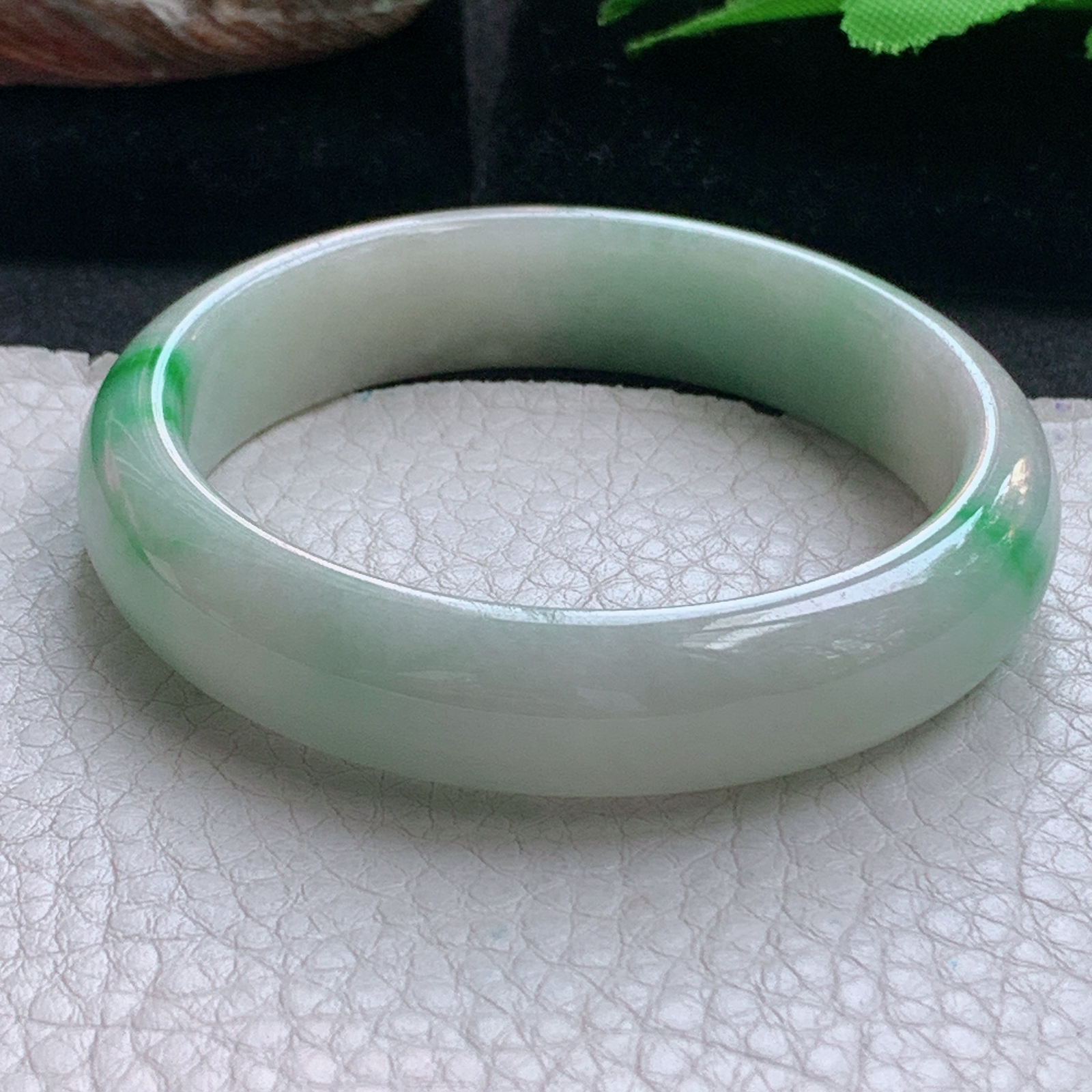 xx小圈口51*12.3*6.7平安镯 天然缅甸翡翠a货手镯飘阳绿秀气正圈玉镯子