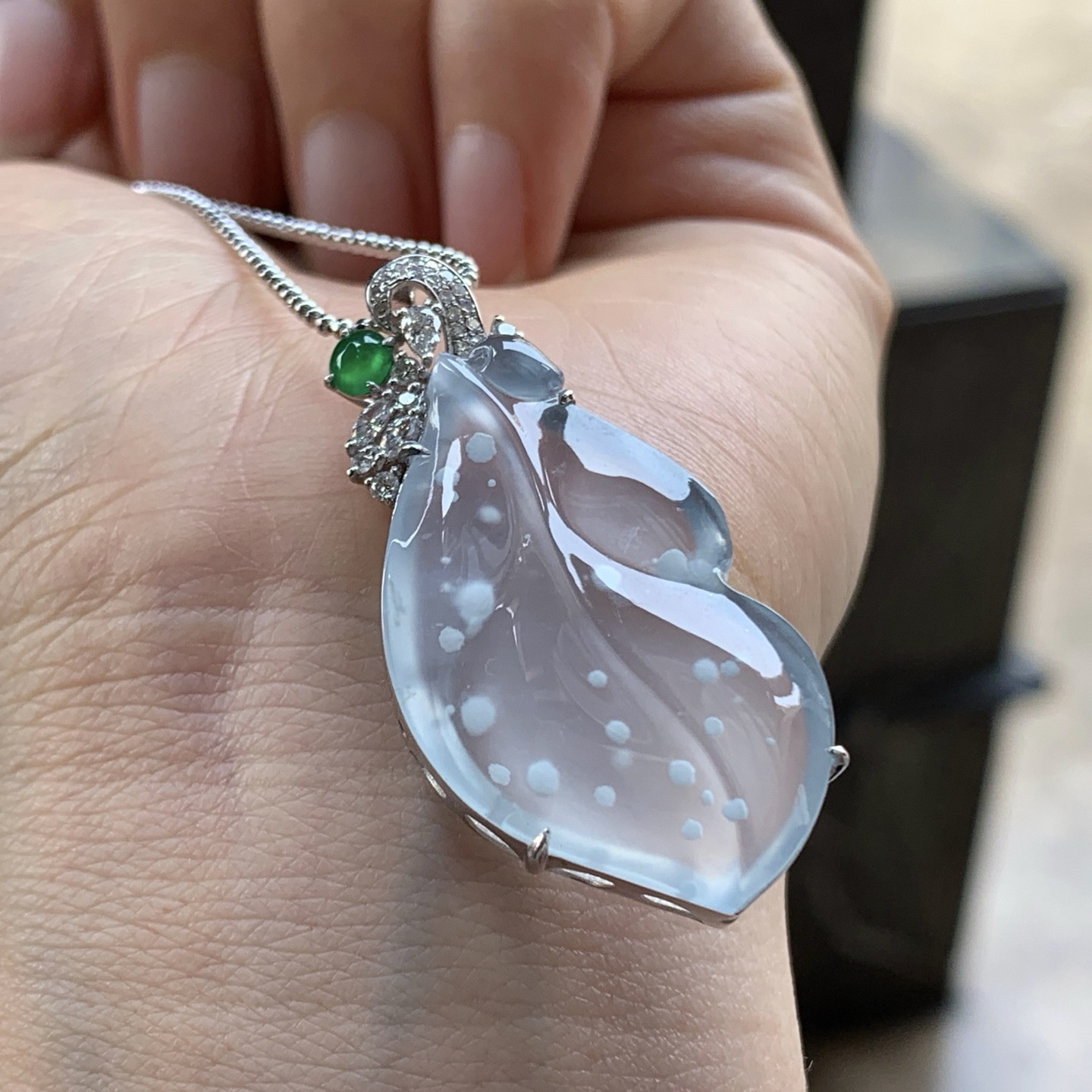 金钻镶嵌高冰雪花棉叶子^_^特色 种水好