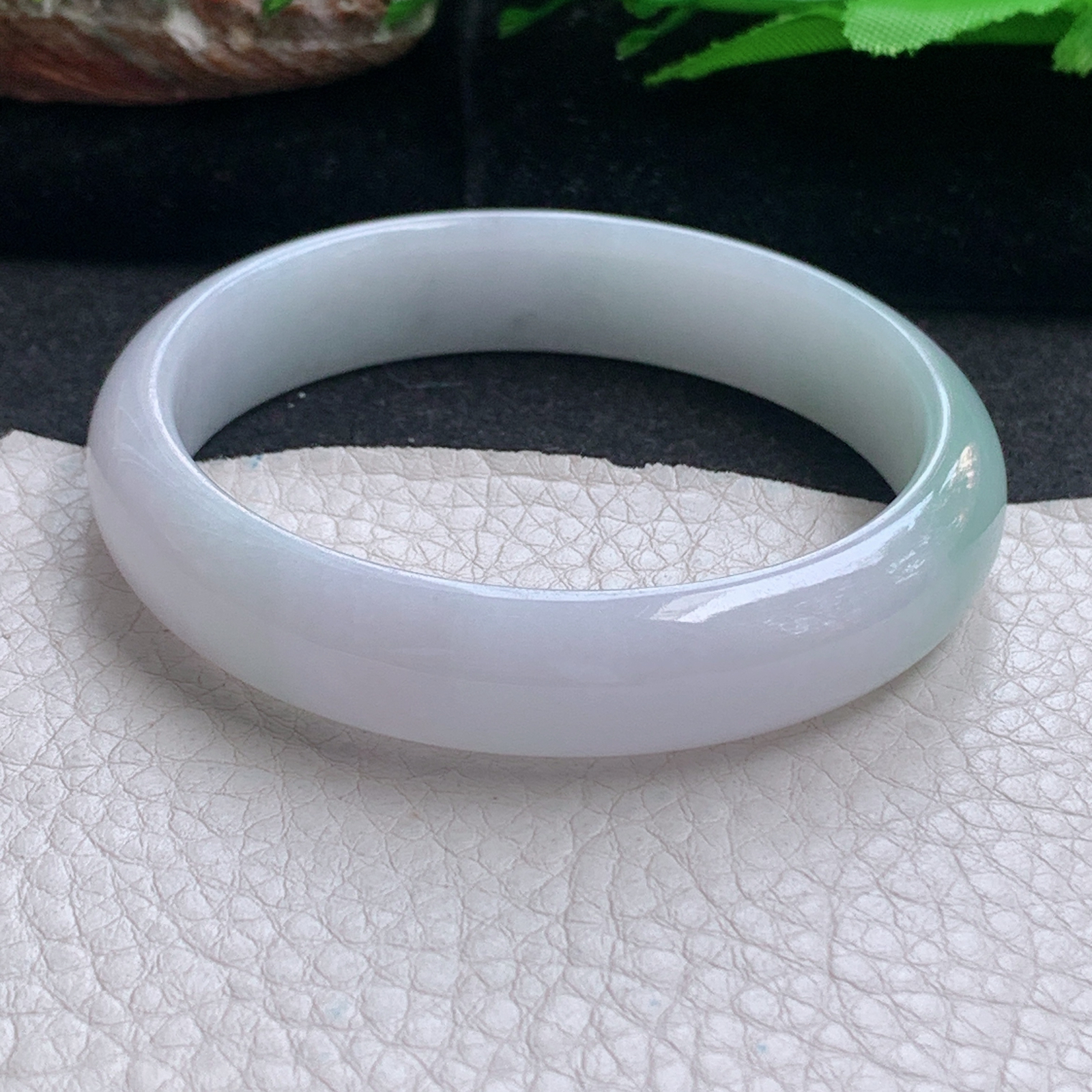 n清新款55*12.5*6.5平安镯 天然缅甸翡翠a货手镯清秀正圈玉镯子