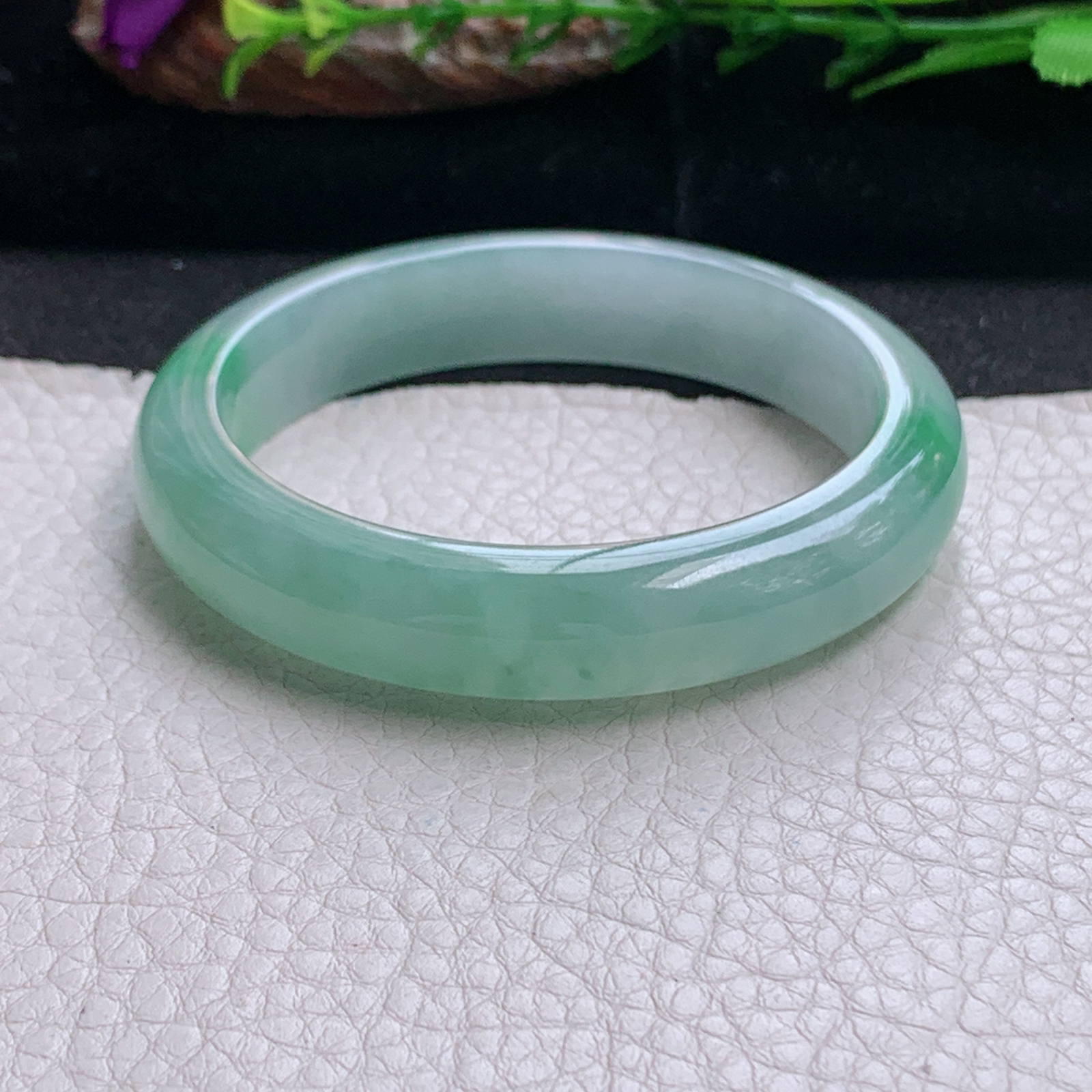 h小圈口53*11.6*7.8平安镯 天然缅甸翡翠a货手镯冰飘阳绿正圈玉镯子