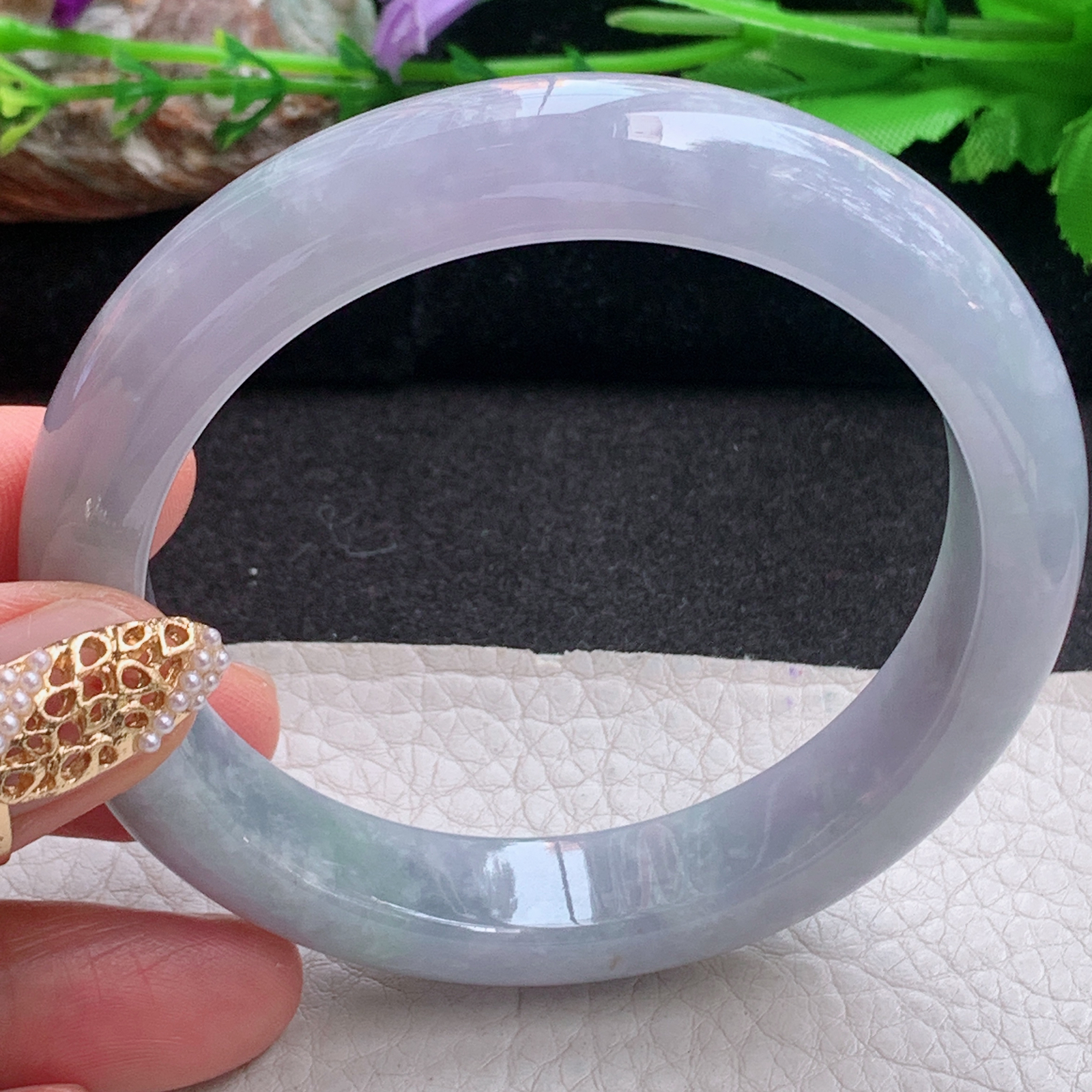 z实拍58.5*12.5*8.5平安镯 天然缅甸翡翠a货手镯紫罗兰正圈玉镯子