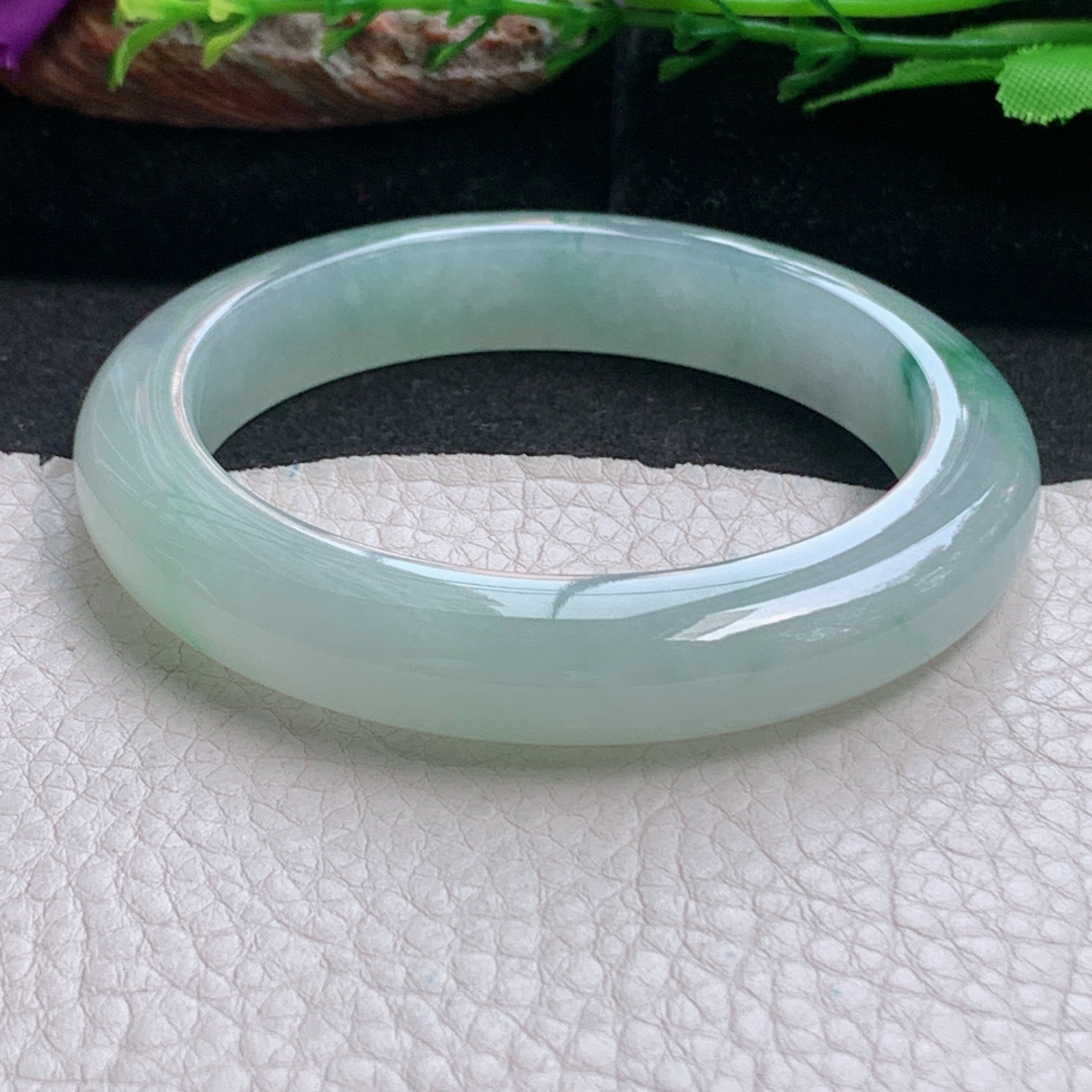 fx实拍56*11.5*9.2平安镯 天然缅甸翡翠a货手镯冰飘花正圈玉镯子