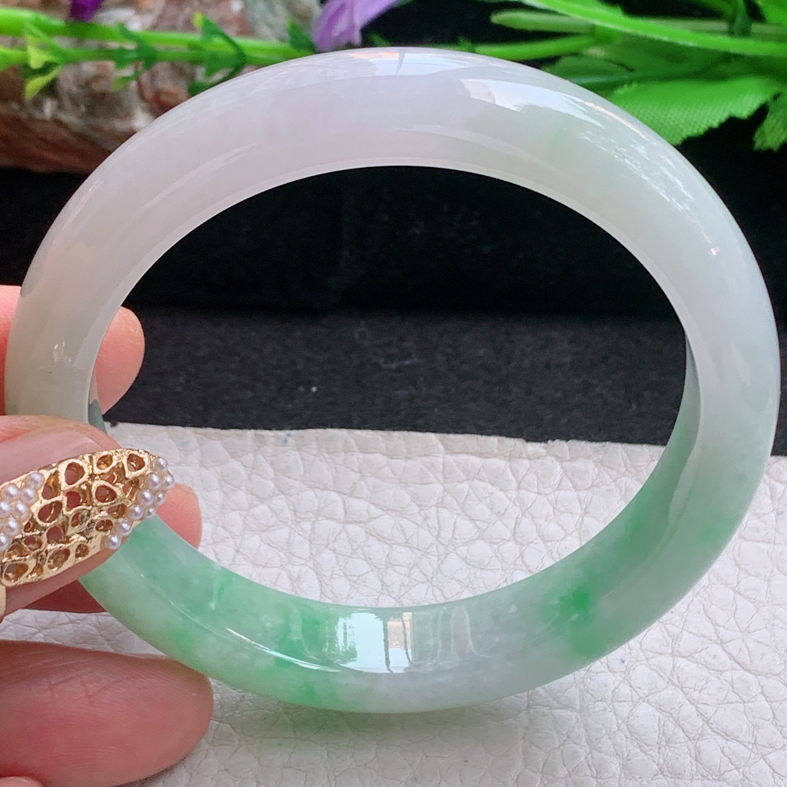 ee清爽款56*11.6*8.2平安镯 天然缅甸翡翠a货手镯飘绿水润正圈玉镯子