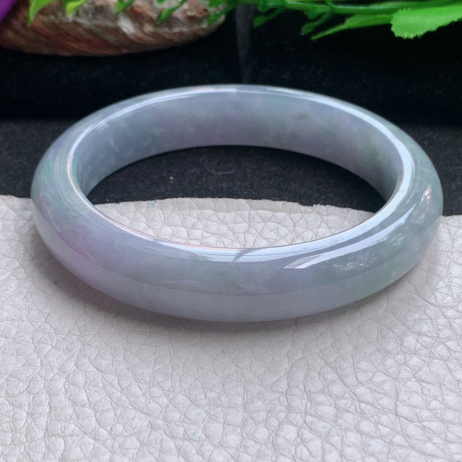 z实拍58.5*12.5*8.5平安镯 天然缅甸翡翠a货手镯紫罗兰正圈玉镯子