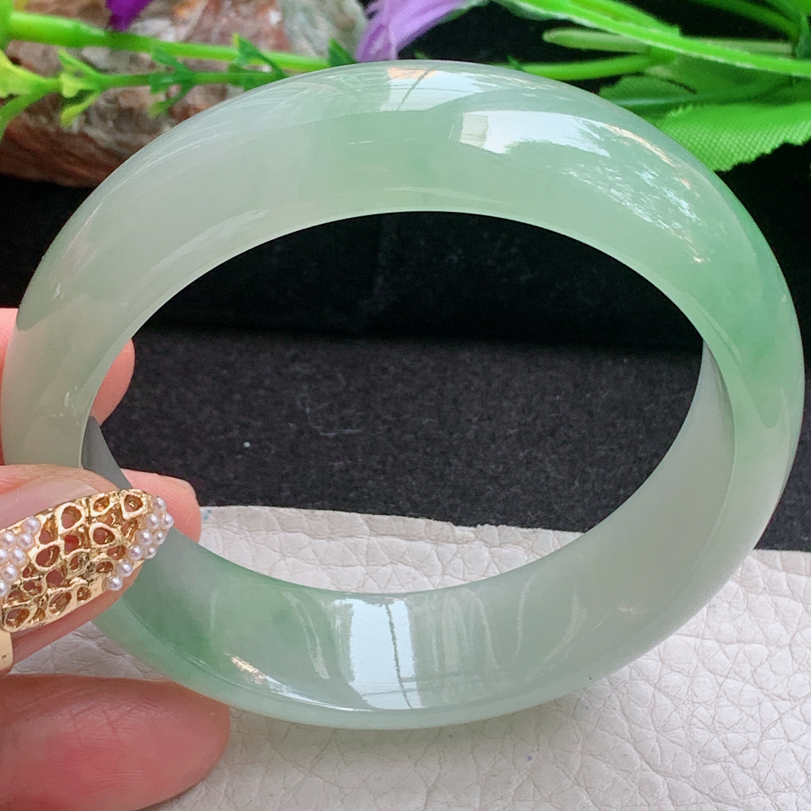 xc大圈口60*18*8.2轮胎镯 天然缅甸翡翠a货手镯冰绿厚装正圈玉镯子