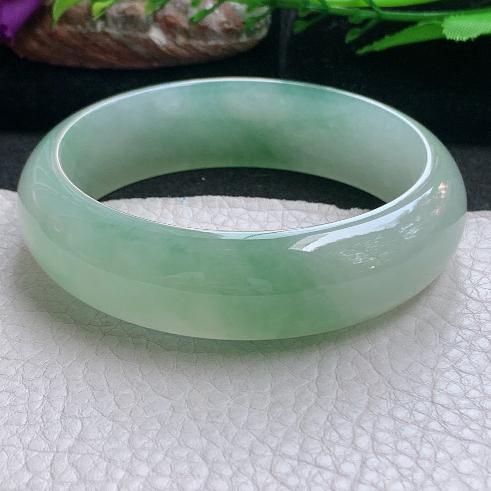 xc大圈口60*18*8.2轮胎镯 天然缅甸翡翠a货手镯冰绿厚装正圈玉镯子