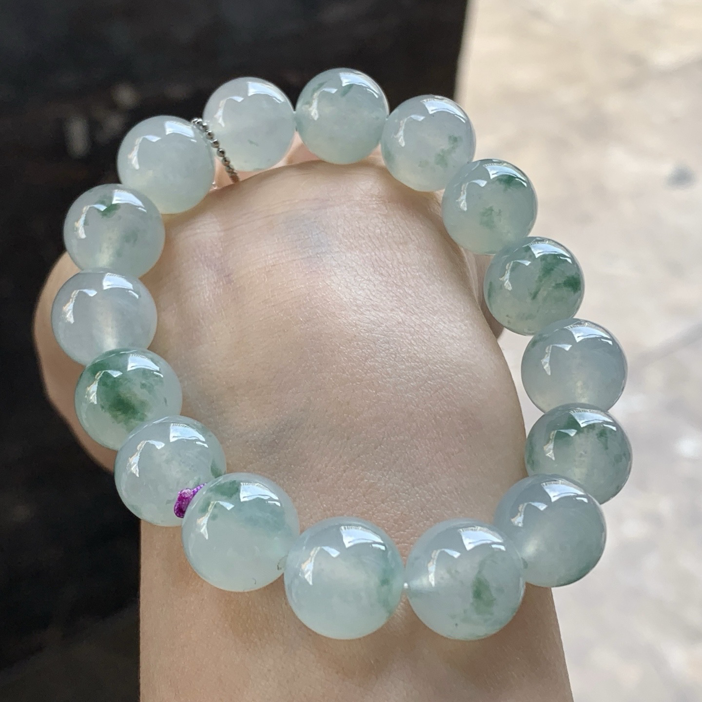 冰蓝花手串^_^冰透