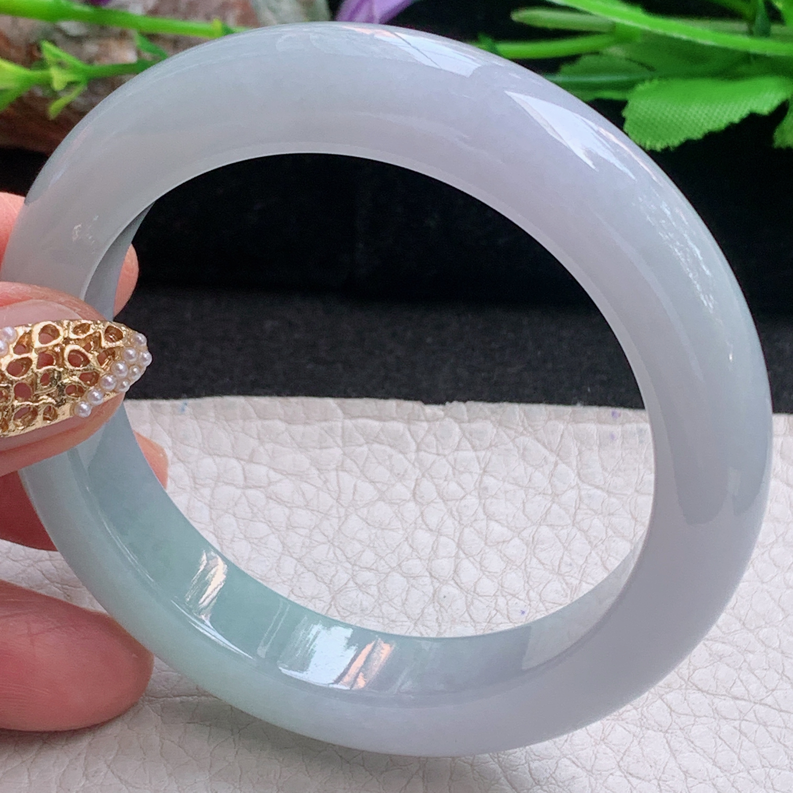 hy实拍56*12.3*9.5招财镯 天然缅甸翡翠a货手镯冰润半山水正圈玉镯子