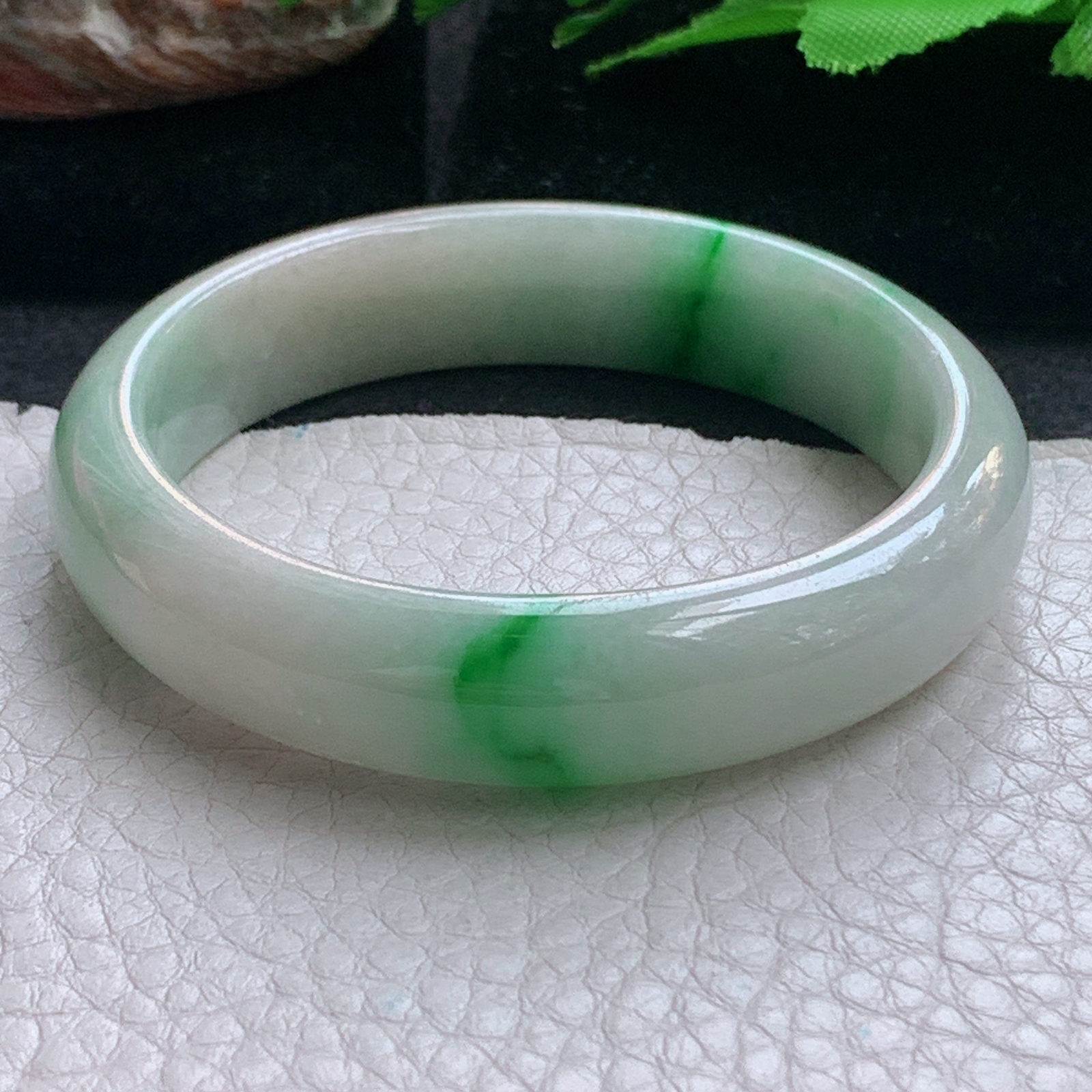 xx小圈口51*12.3*6.7平安镯 天然缅甸翡翠a货手镯飘阳绿秀气正圈玉镯子