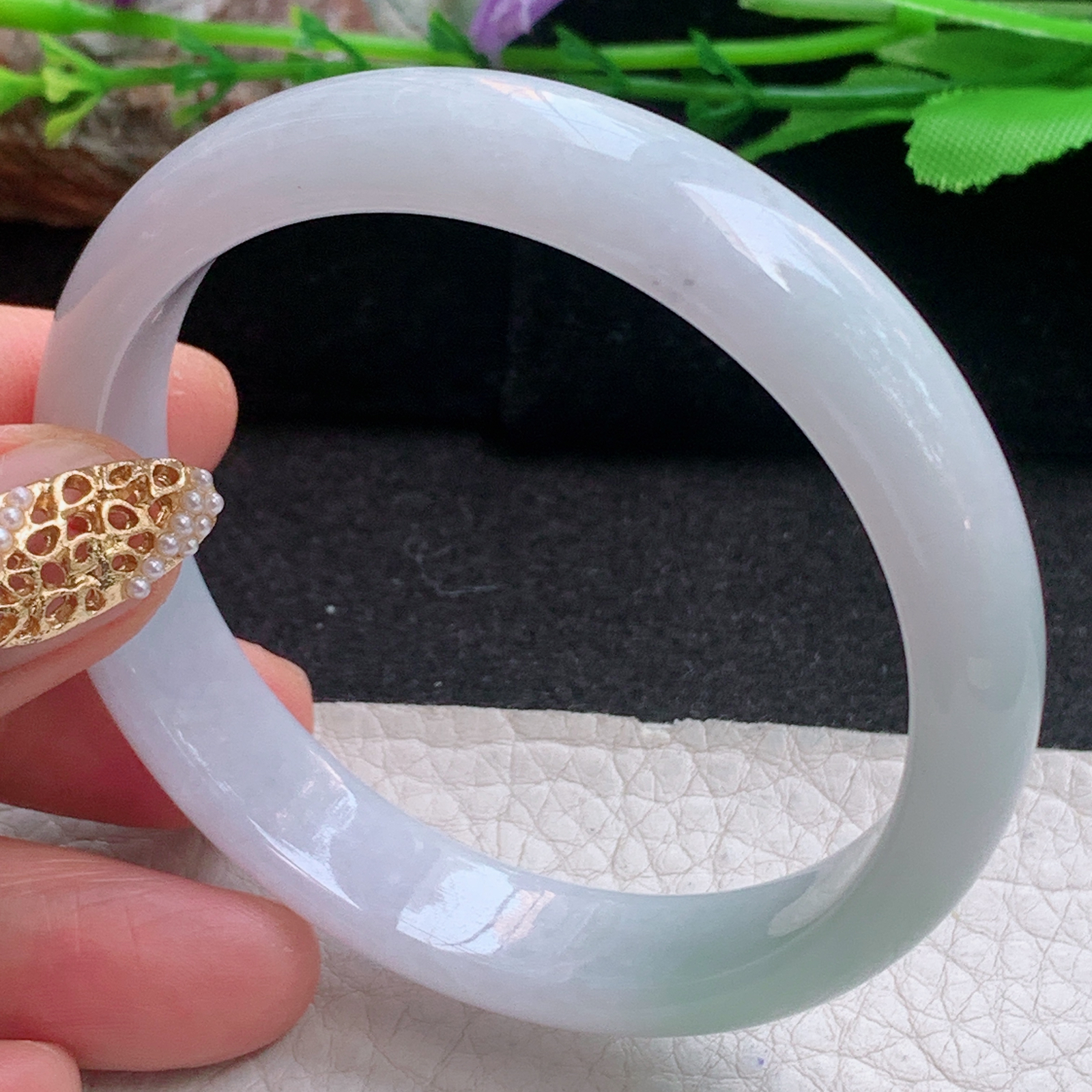 n清新款55*12.5*6.5平安镯 天然缅甸翡翠a货手镯清秀正圈玉镯子