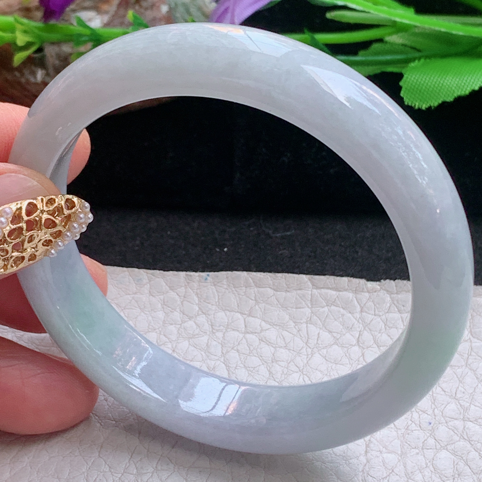 nc实拍55*12.3*7.5平安镯 天然缅甸翡翠a货手镯飘绿正圈玉镯子