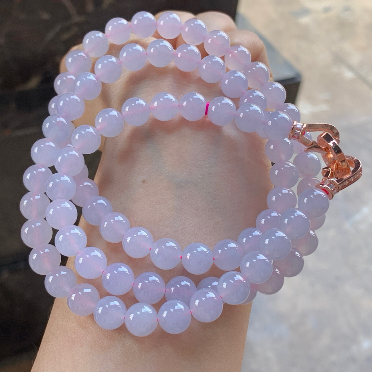 粉紫项链^_^玉质温润 清新