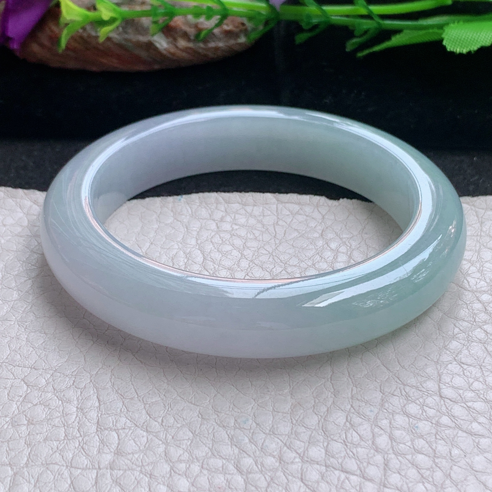 hy实拍56*12.3*9.5招财镯 天然缅甸翡翠a货手镯冰润半山水正圈玉镯子